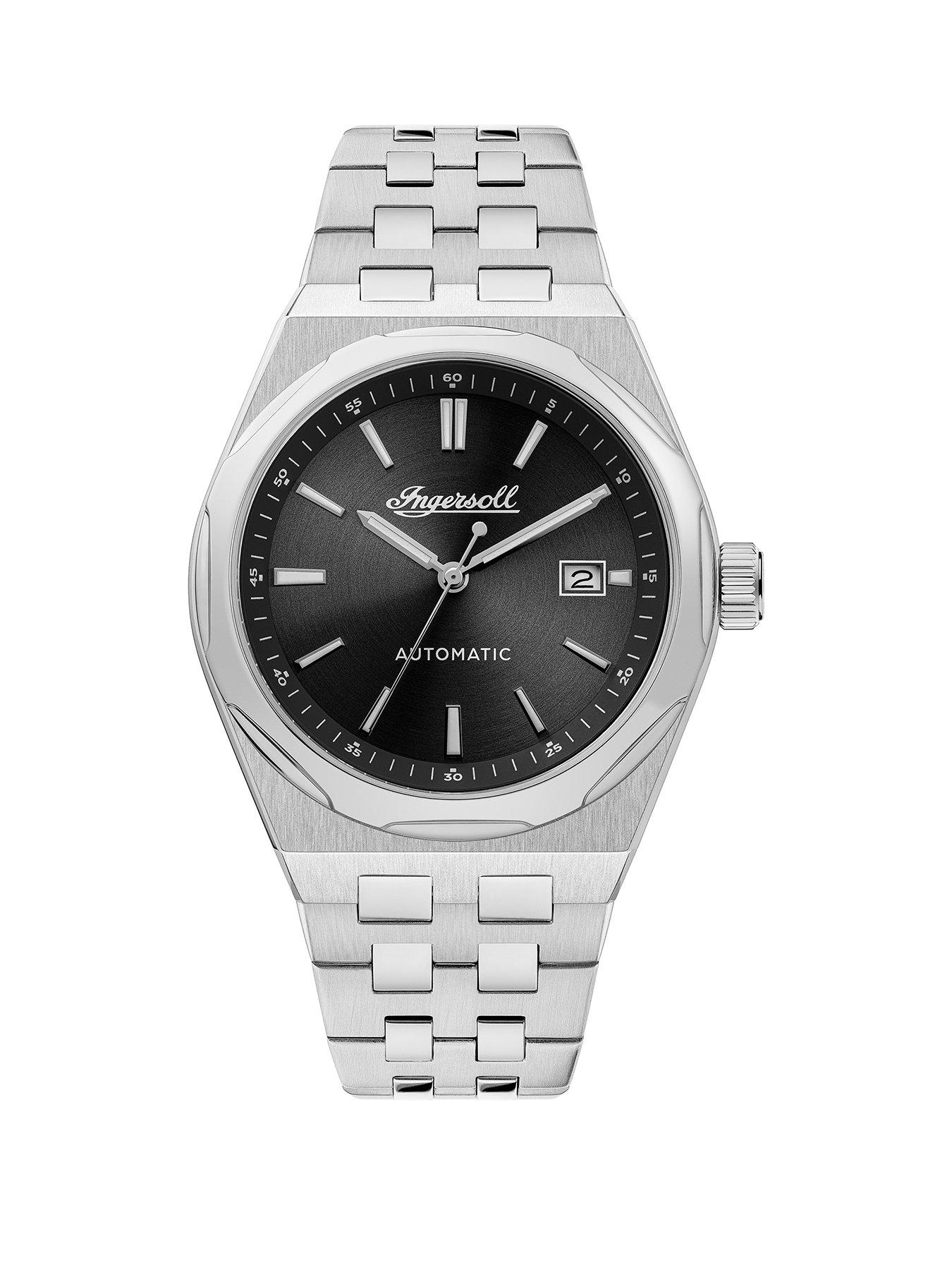 Image 1 of 6 of Ingersoll 1892 The Rider Automatic Mens Watch with Black Dial and Silver Stainless Steel Bracelet - I16801