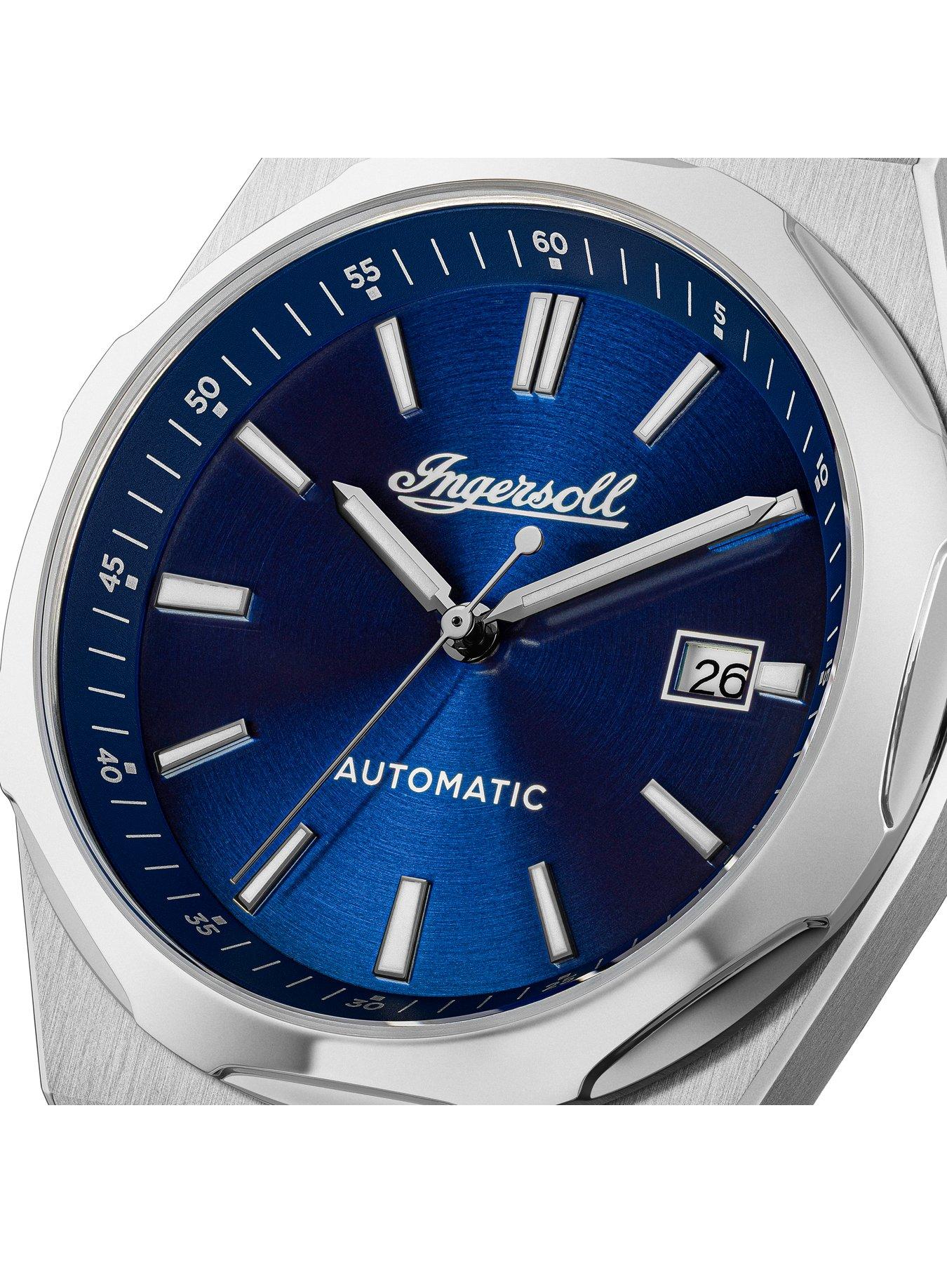  image of ingersoll-1892-the-rider-automatic-mens-watch-with-blue-dial-and-blue-pu-strap-i16802