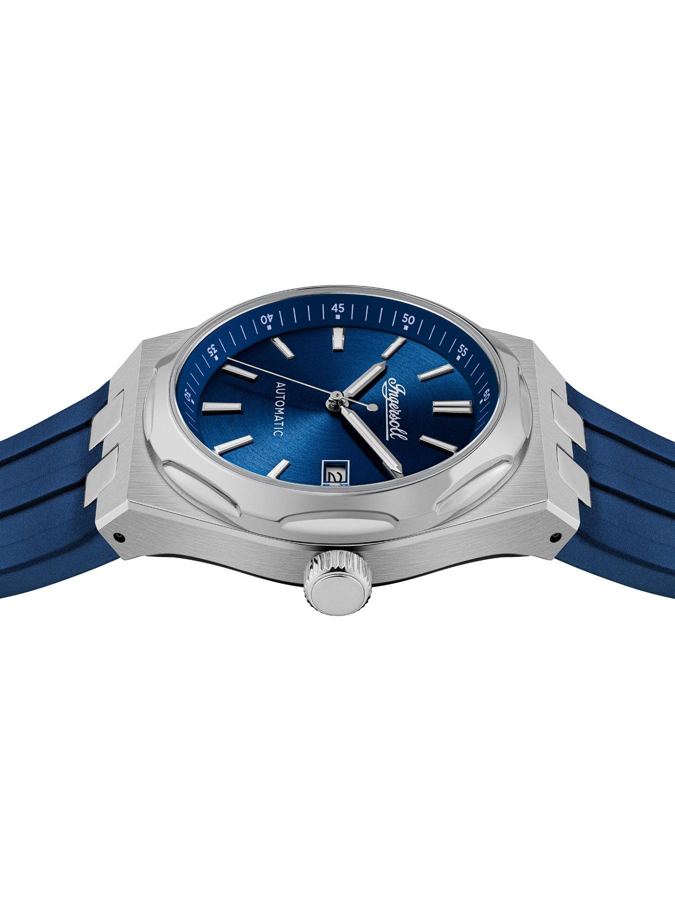  image of ingersoll-1892-the-rider-automatic-mens-watch-with-blue-dial-and-blue-pu-strap-i16802