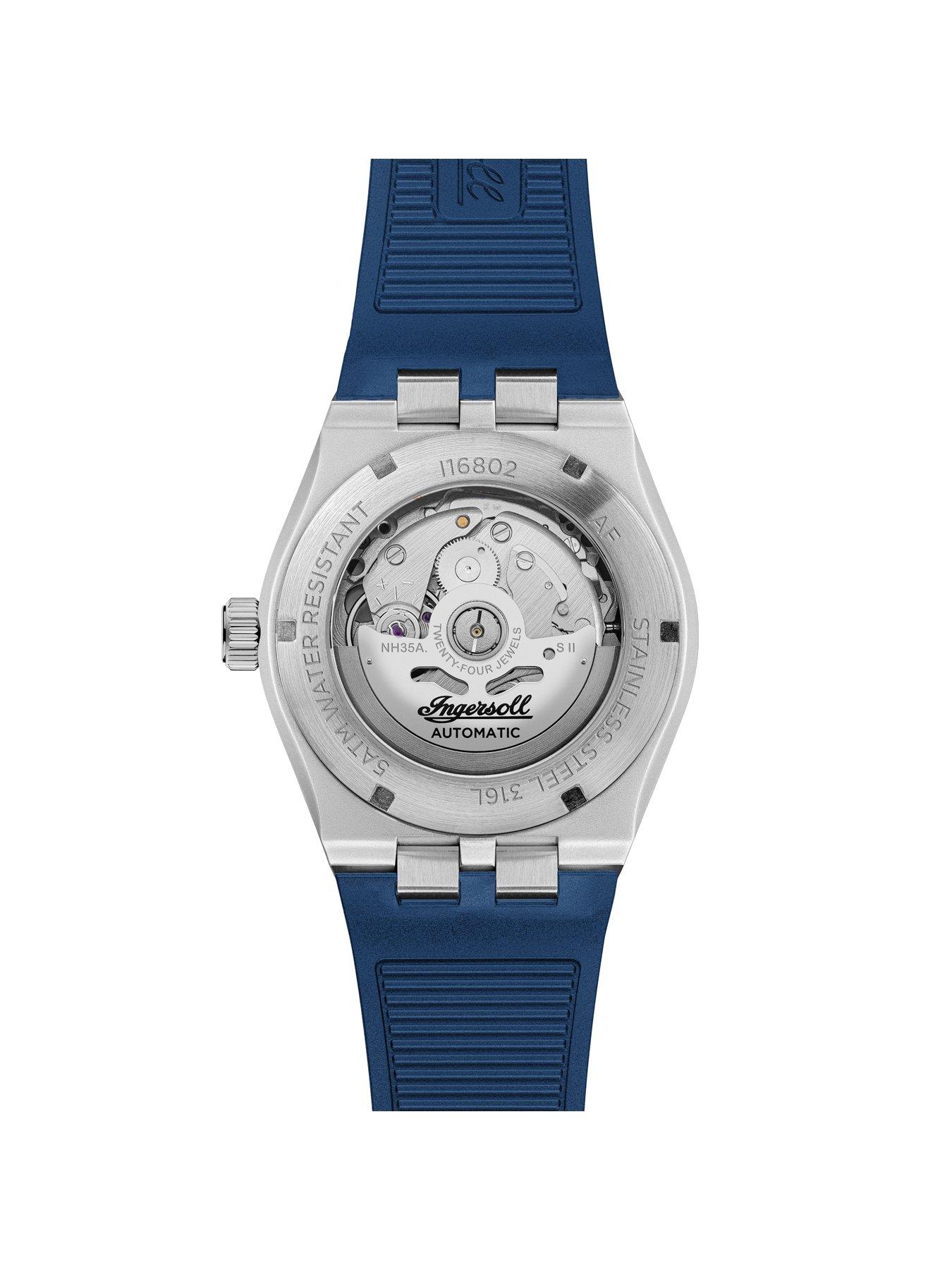  image of ingersoll-1892-the-rider-automatic-mens-watch-with-blue-dial-and-blue-pu-strap-i16802