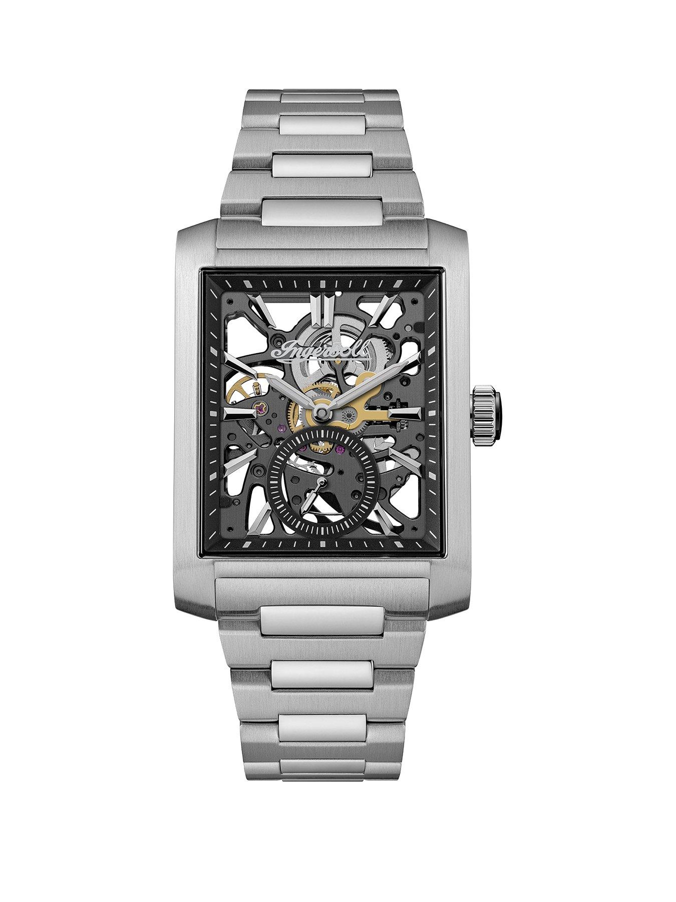 Image 1 of 6 of Ingersoll 1892 The Spur Automatic Mens Watch with Black Skeleton Dial and Silver Stainless Steel Bracelet - I17001