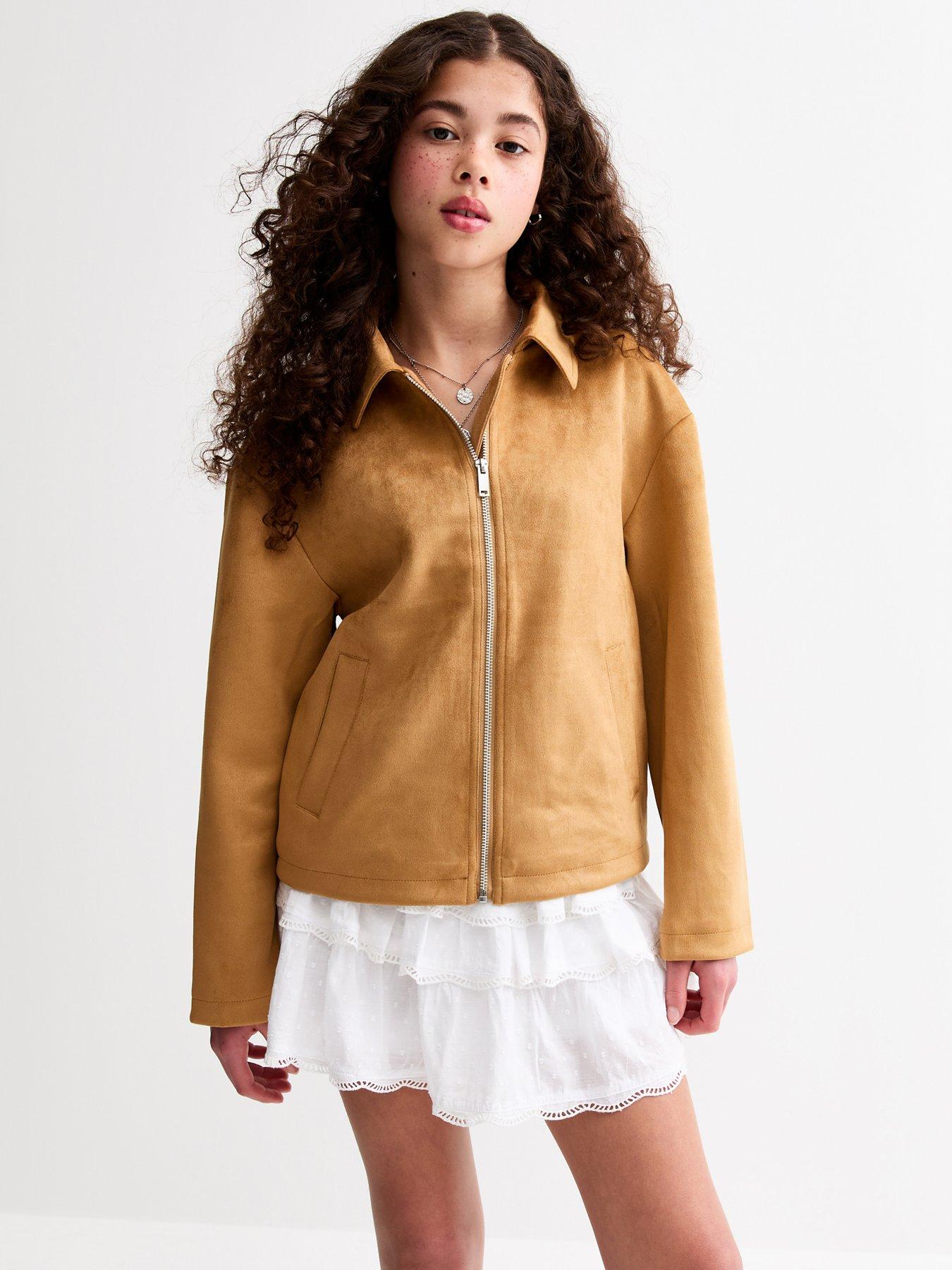  image of new-look-915-girls-faux-suede-oversized-jacket-light-brown