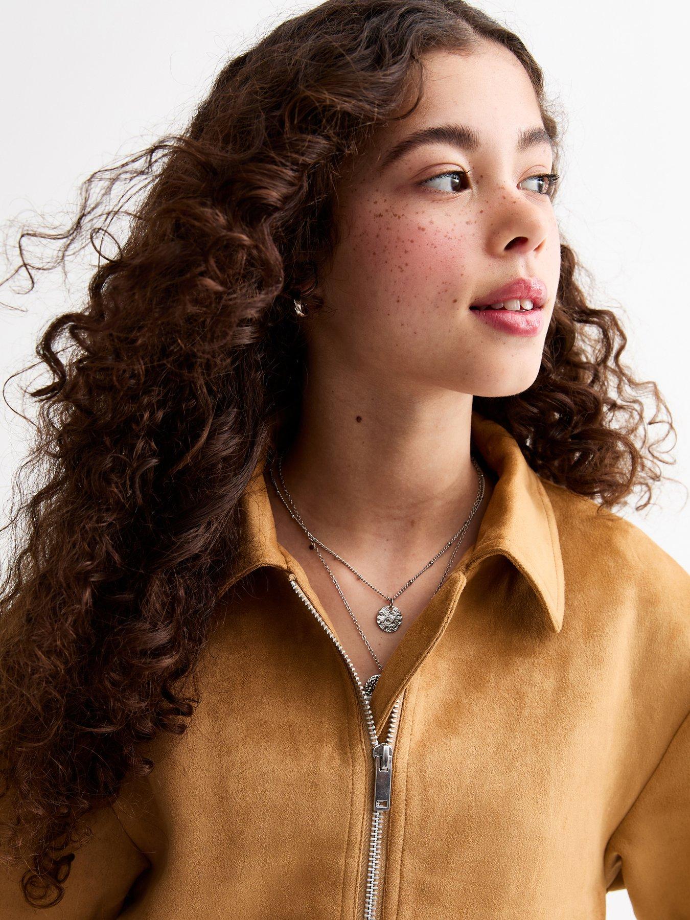 Image 4 of 4 of New Look 915 Girls Faux Suede Oversized Jacket - Light Brown