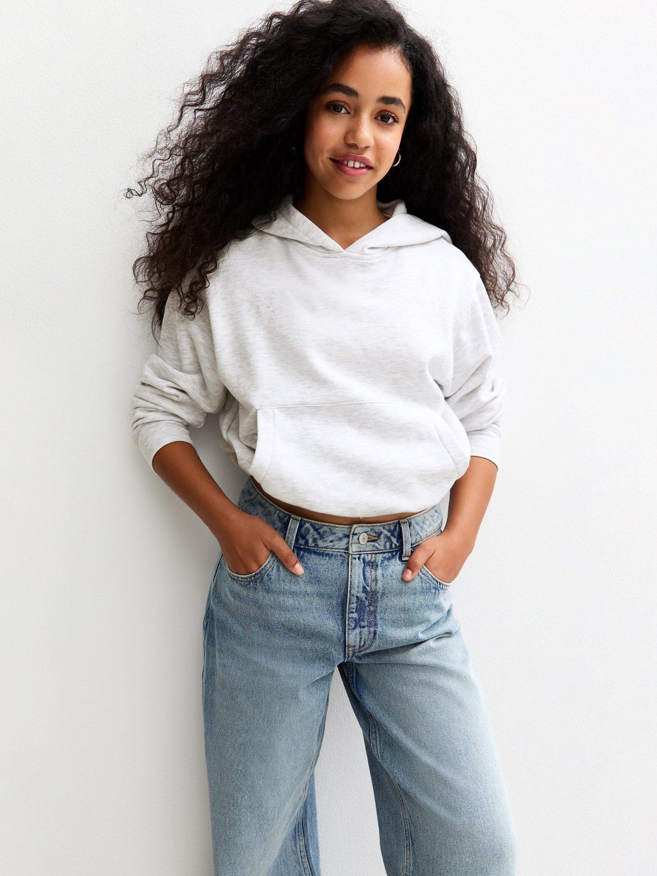 new-look-915-girls-bubble-hem-hoodie-grey
