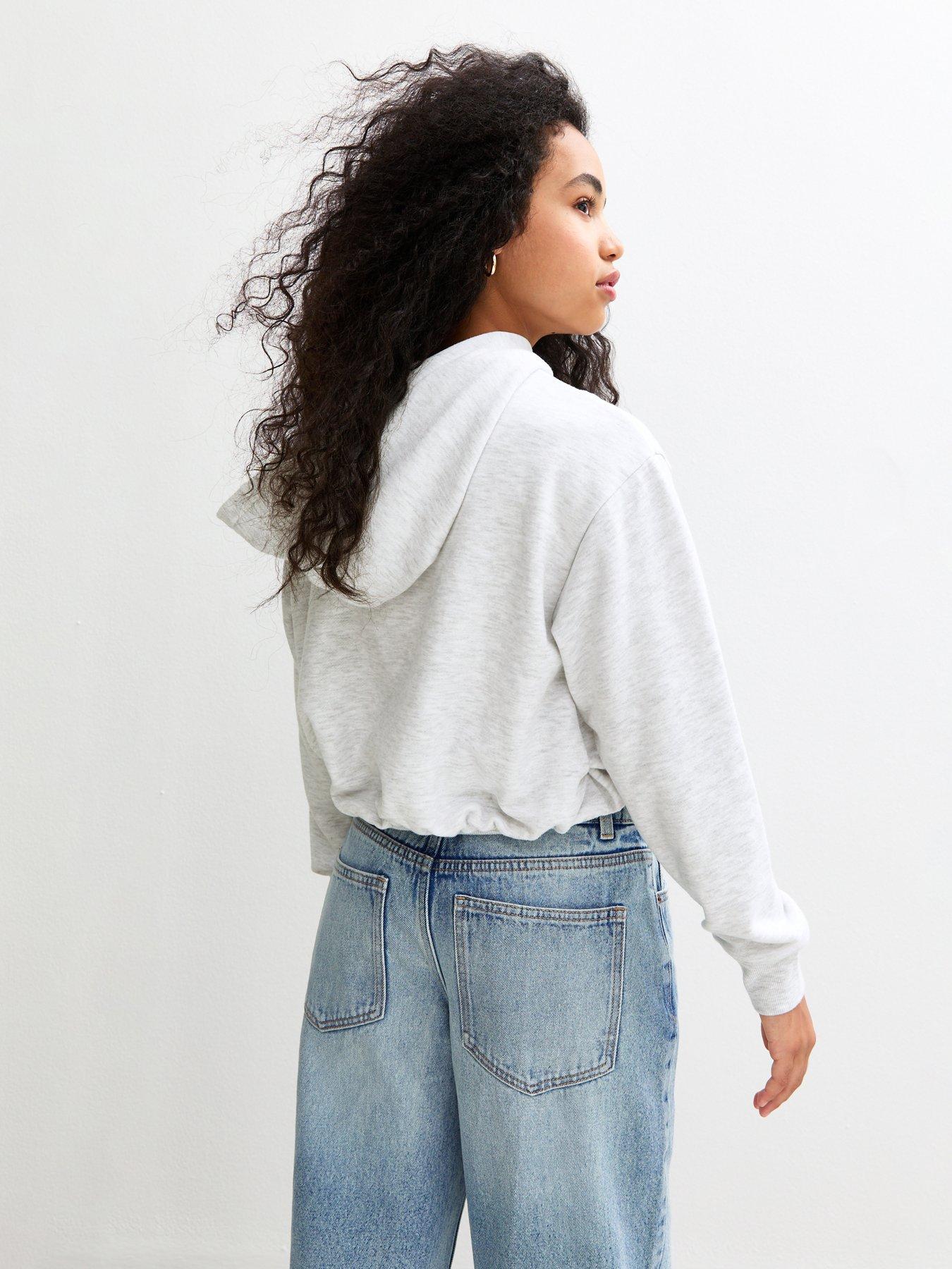  image of new-look-915-girls-bubble-hem-hoodie-grey