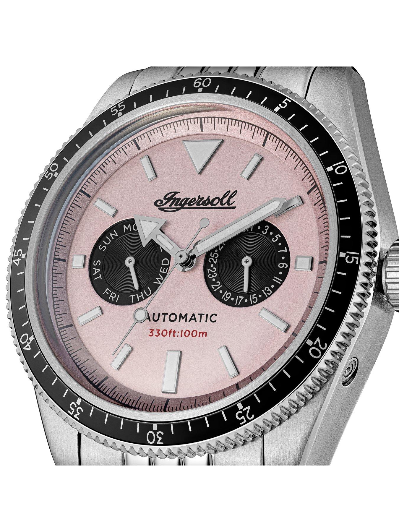 Image 2 of 6 of Ingersoll 1892 The Outlaw Automatic Mens Watch with Pink Dial and Silver Stainless Steel Bracelet - I17201