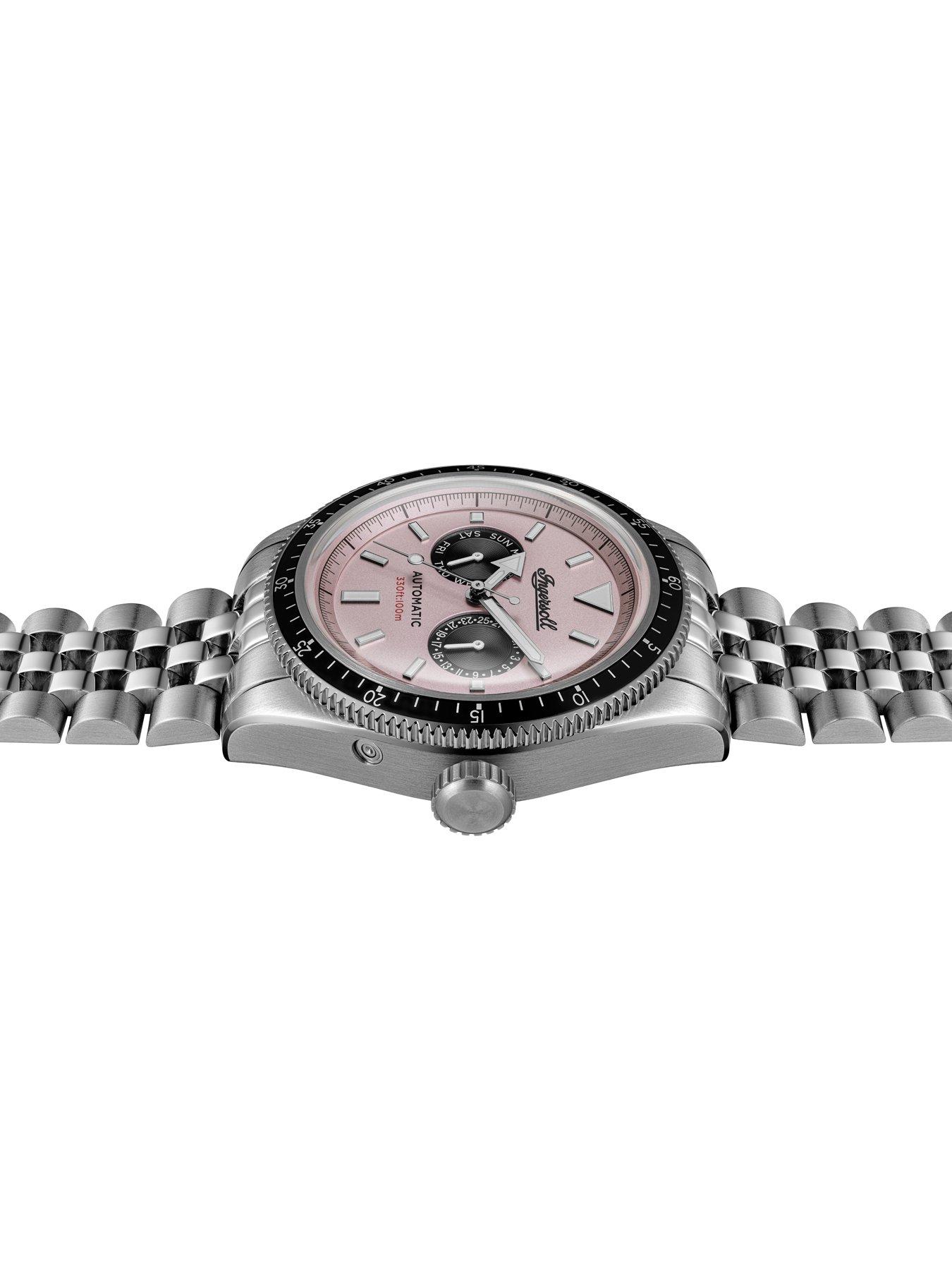 Image 3 of 6 of Ingersoll 1892 The Outlaw Automatic Mens Watch with Pink Dial and Silver Stainless Steel Bracelet - I17201