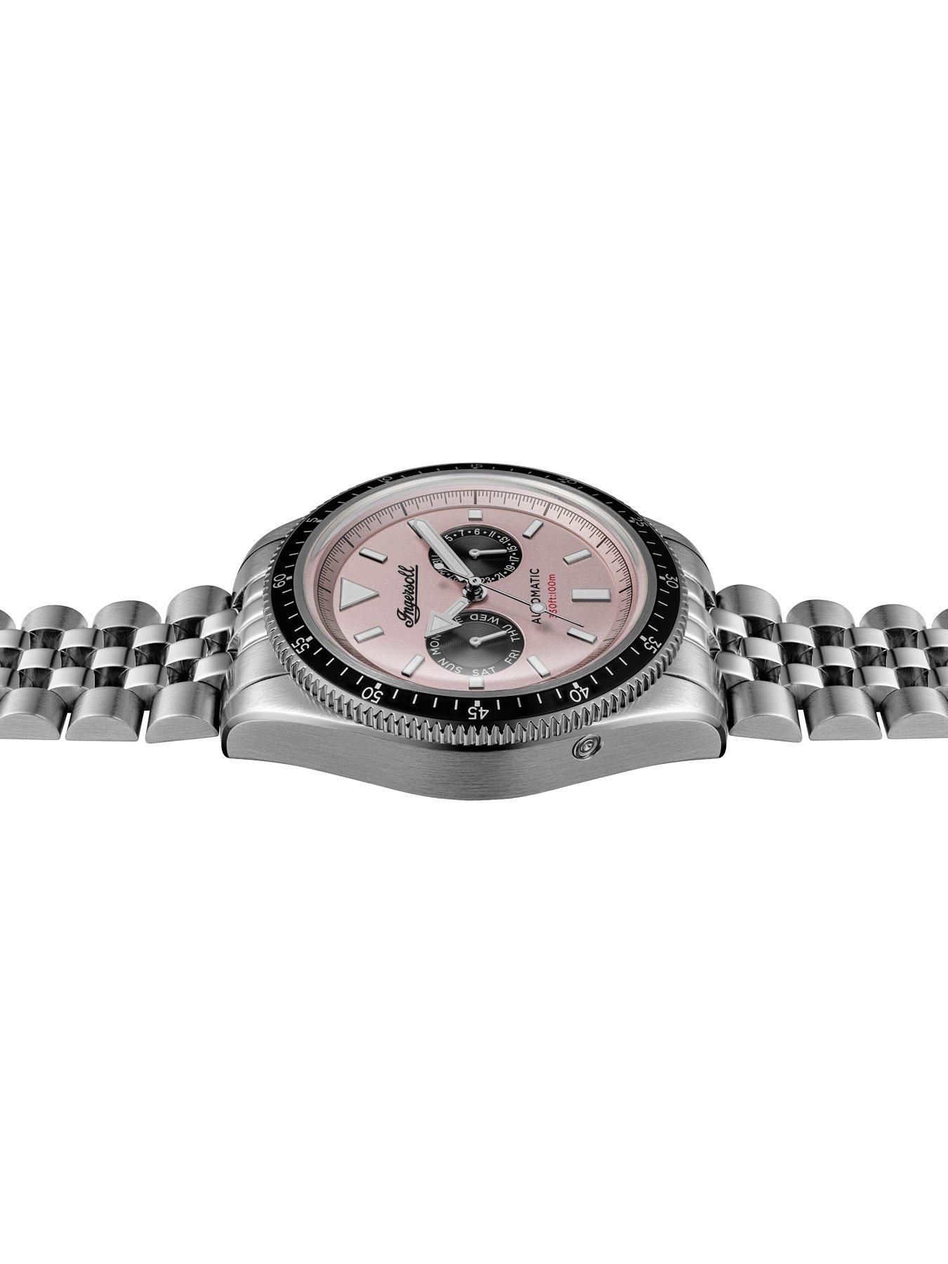 Image 4 of 6 of Ingersoll 1892 The Outlaw Automatic Mens Watch with Pink Dial and Silver Stainless Steel Bracelet - I17201