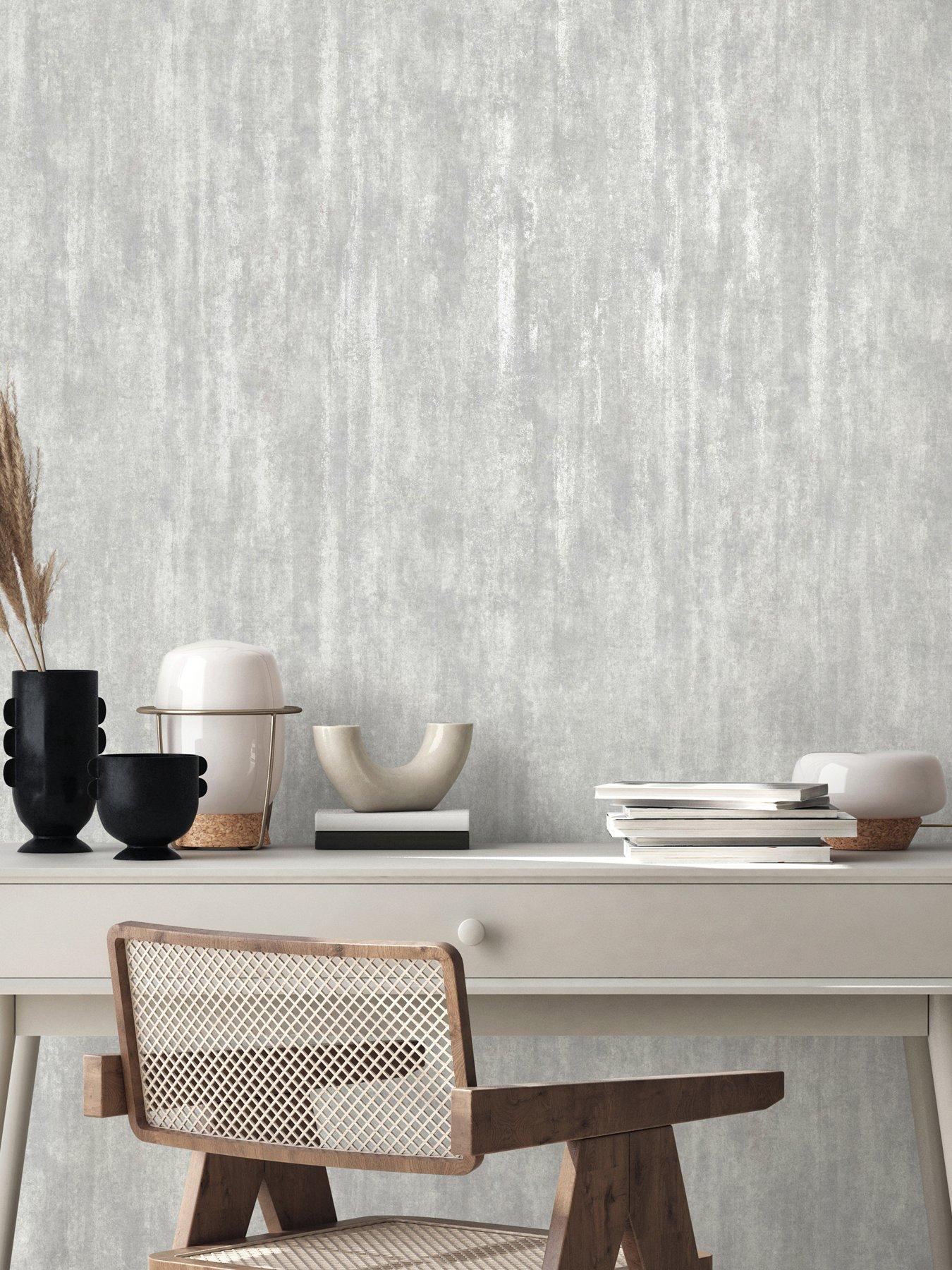 stillFront image of the-very-collection-luxe-distressed-plain-silver-wallpaper