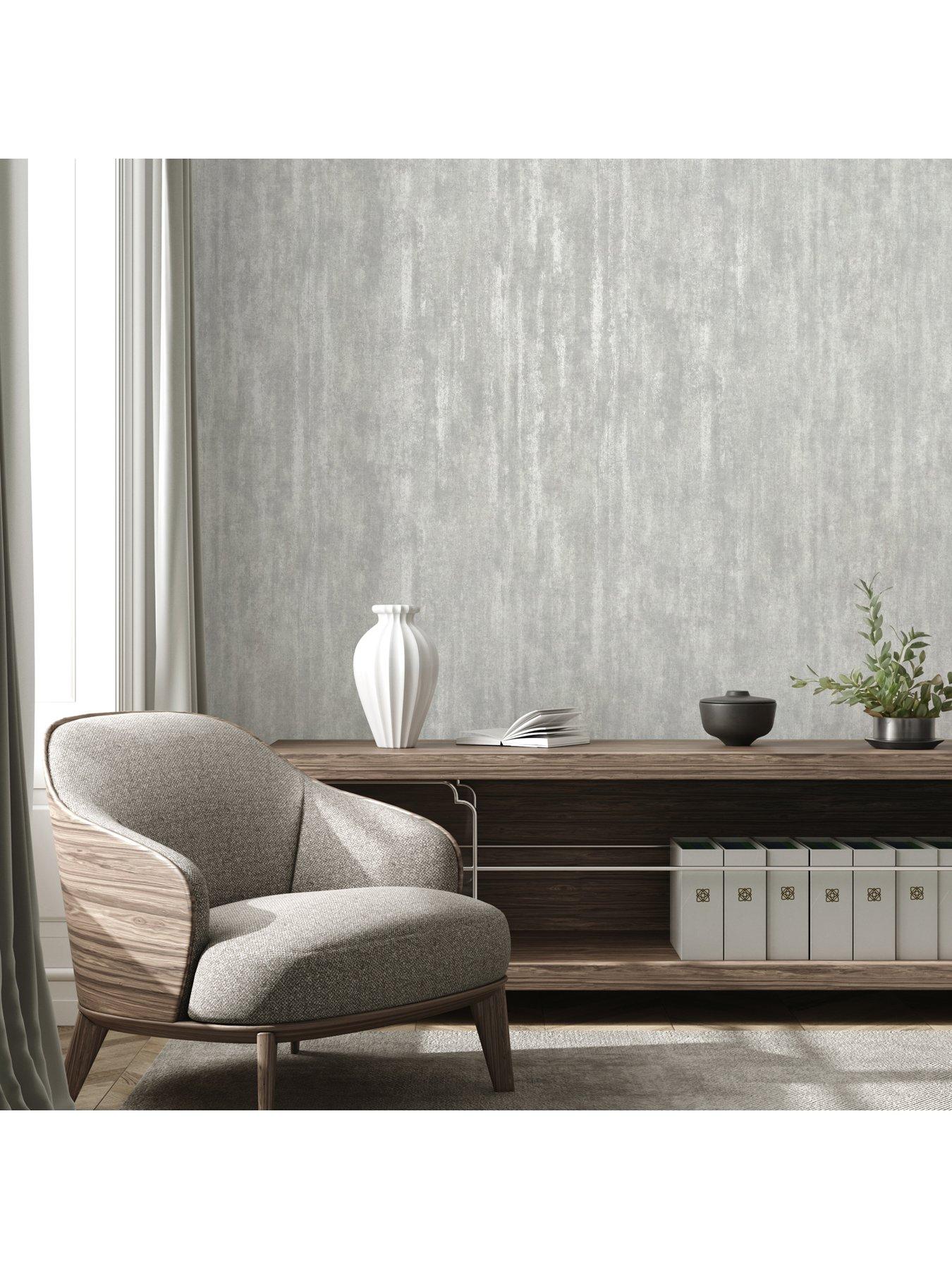  image of the-very-collection-luxe-distressed-plain-silver-wallpaper