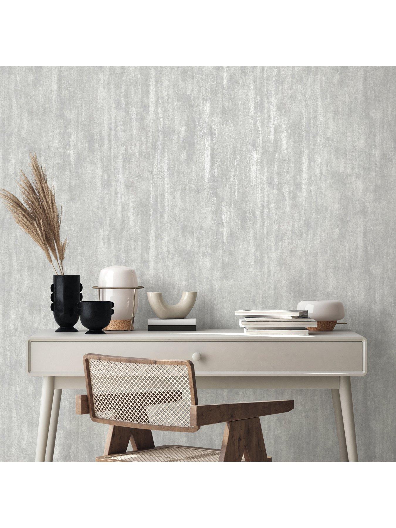  image of the-very-collection-luxe-distressed-plain-silver-wallpaper
