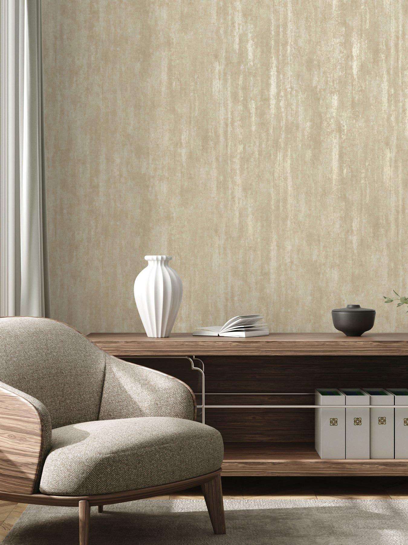 The Very Collection Luxe Distressed plain Gold Wallpaper