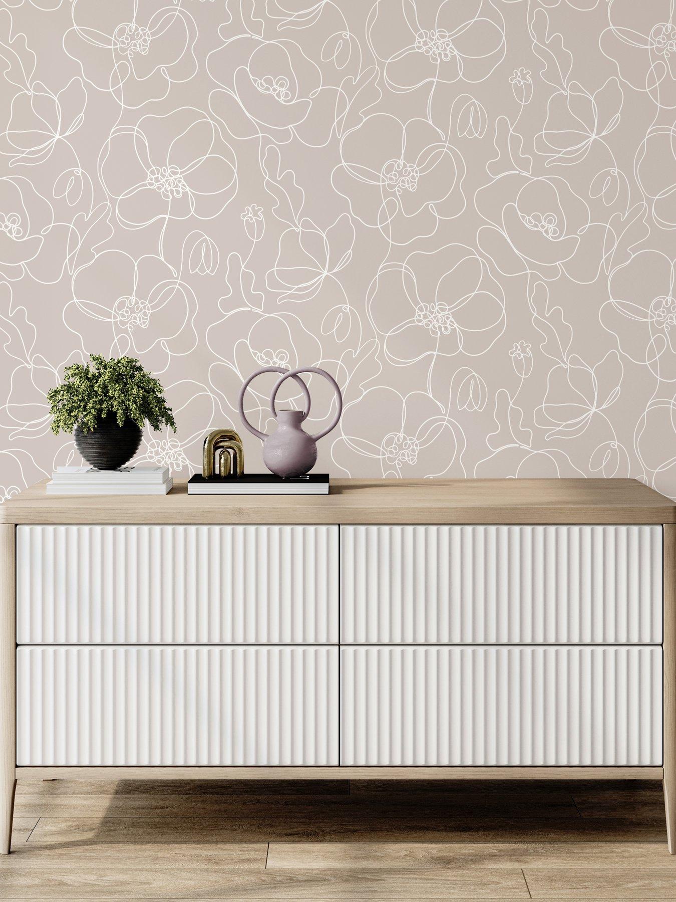 stillFront image of the-very-collection-linear-floral-blush-wallaper