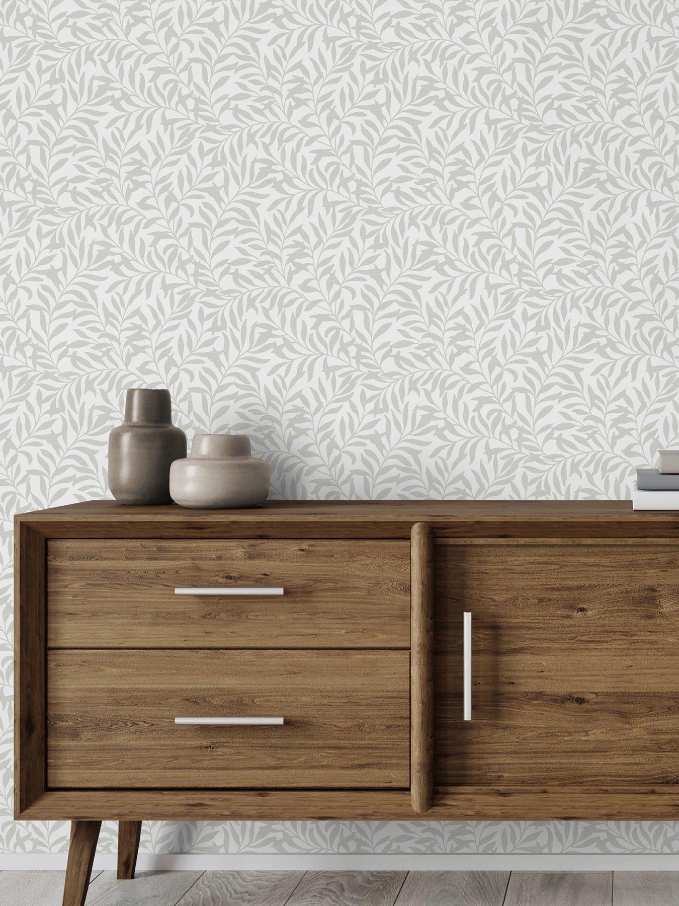 Image 1 of 7 of The Very Collection Trailing Leaf Grey Wallpaper