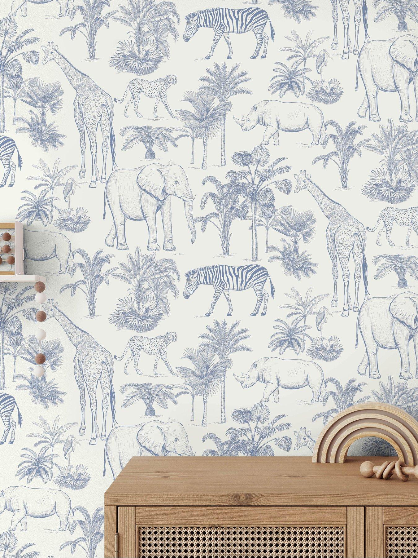 Image 2 of 7 of The Very Collection Safari Blue Wallpaper
