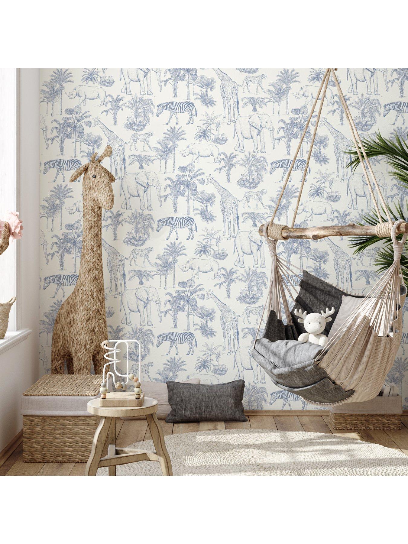Image 4 of 7 of The Very Collection Safari Blue Wallpaper