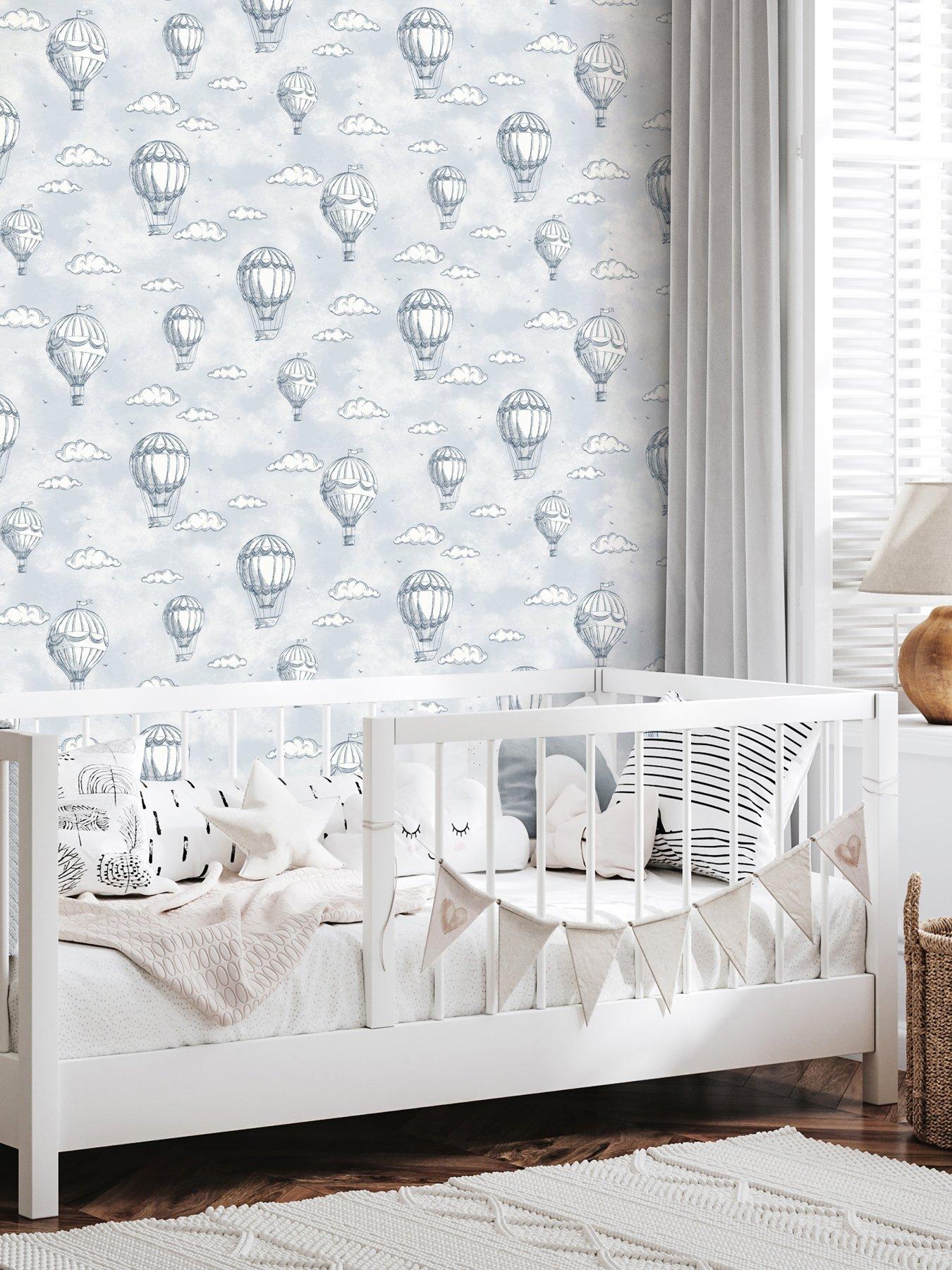 The Very Collection Vintage Balloons Blue Wallpaper