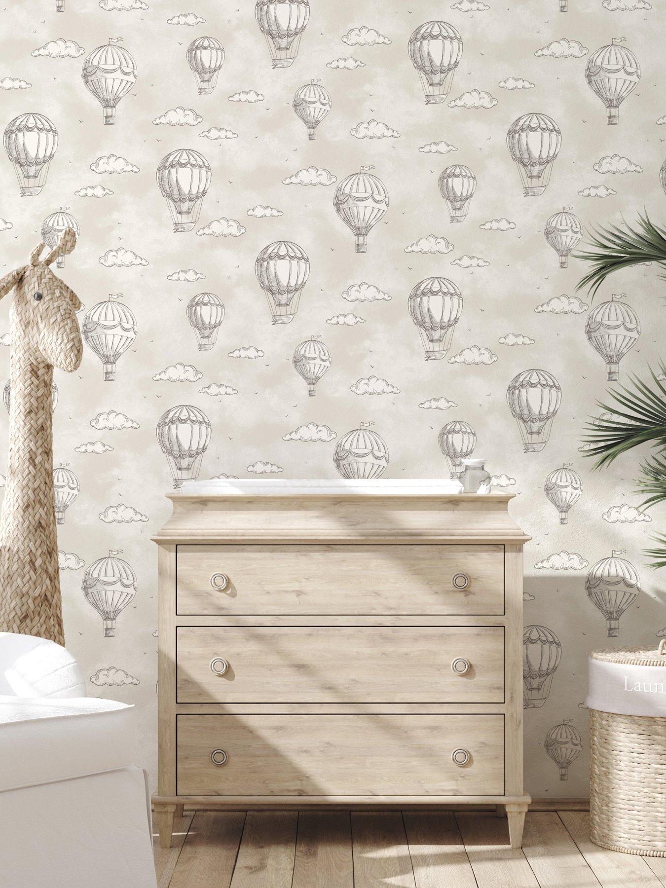 The Very Collection Vintage Balloons Natural Wallpaper