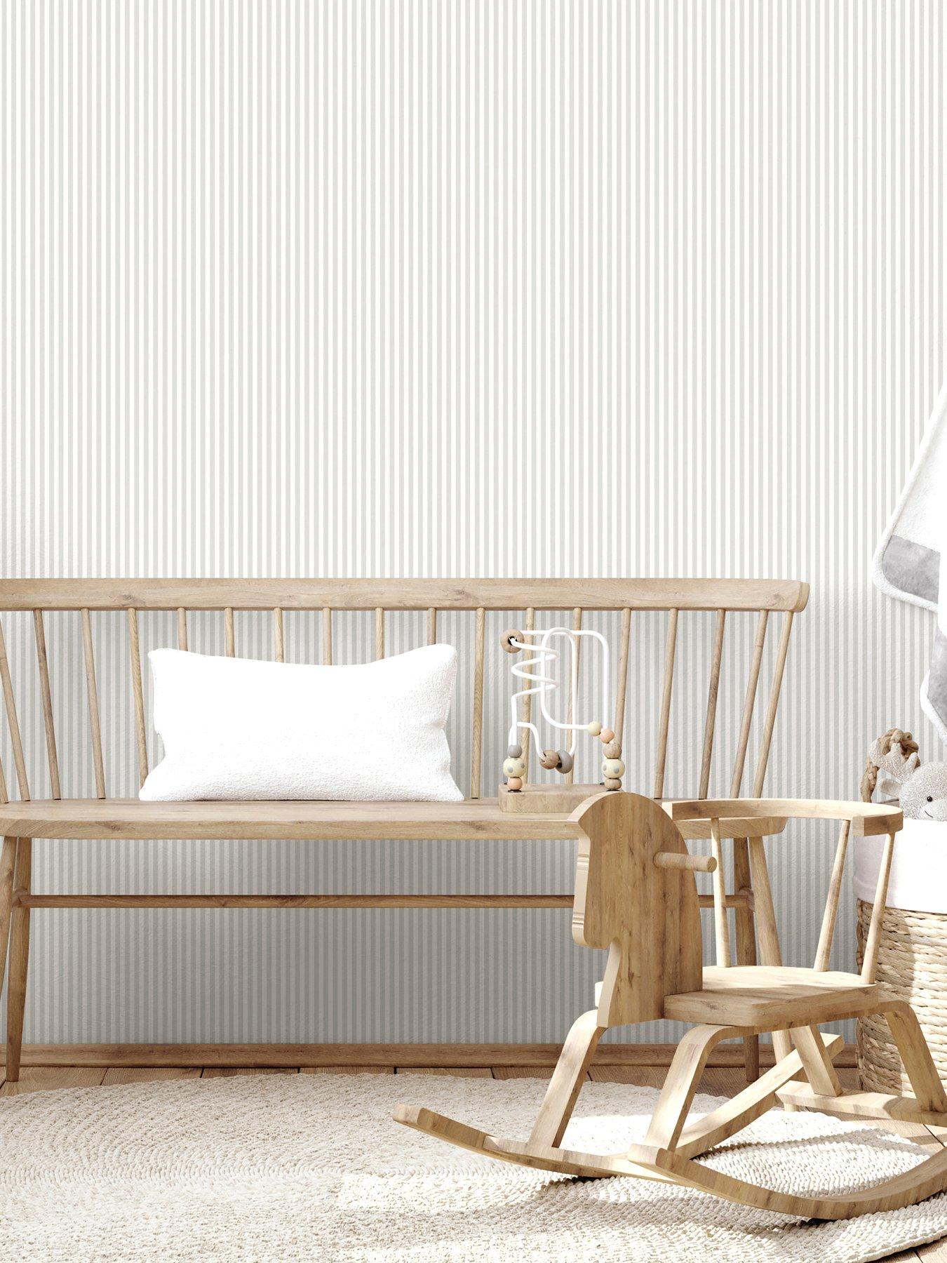 The Very Collection Mini Ticking Stripe Grey Wallpaper