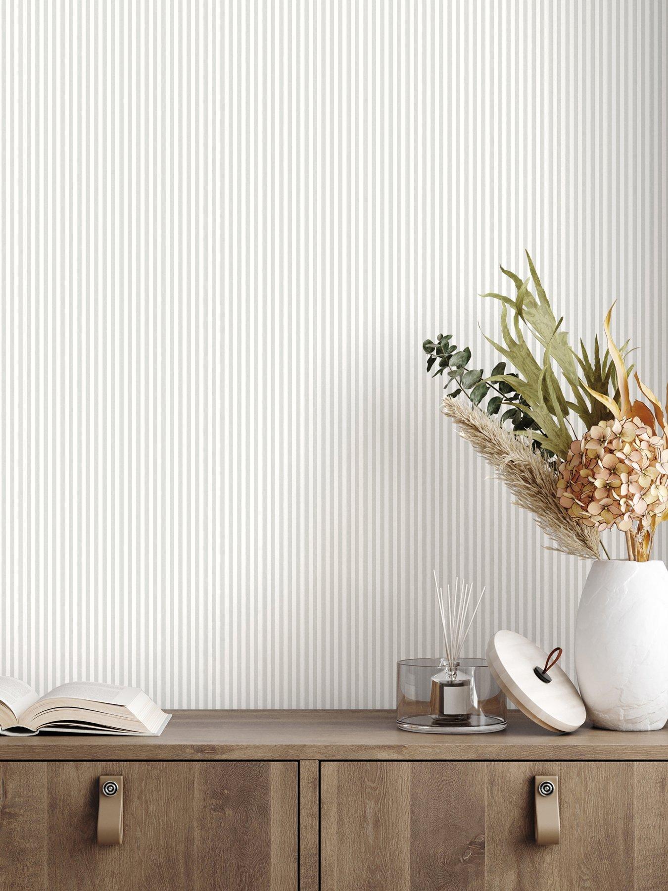 Image 4 of 8 of The Very Collection Mini Ticking Stripe Grey Wallpaper