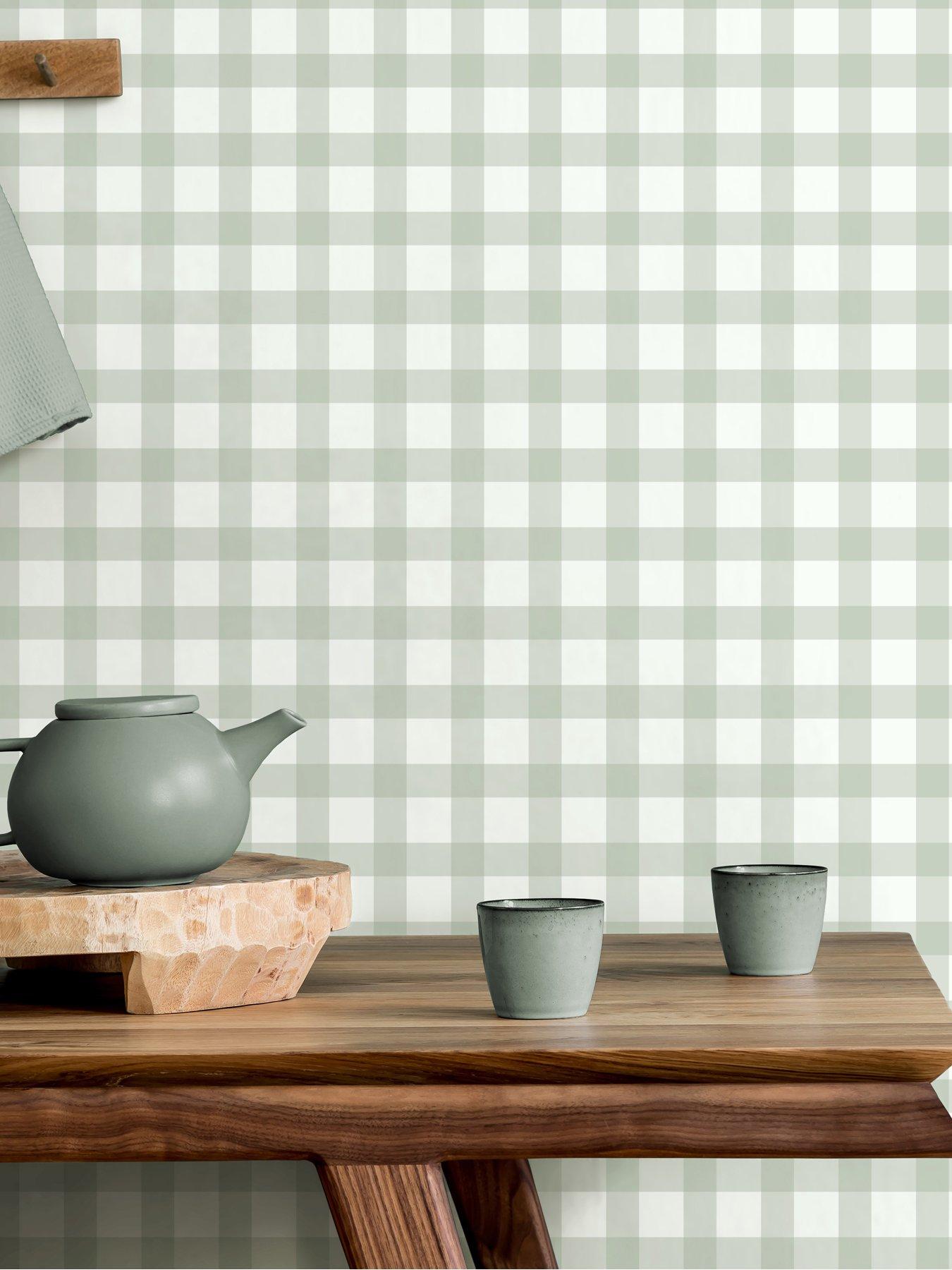  image of the-very-collection-gingham-sage-wallpaper
