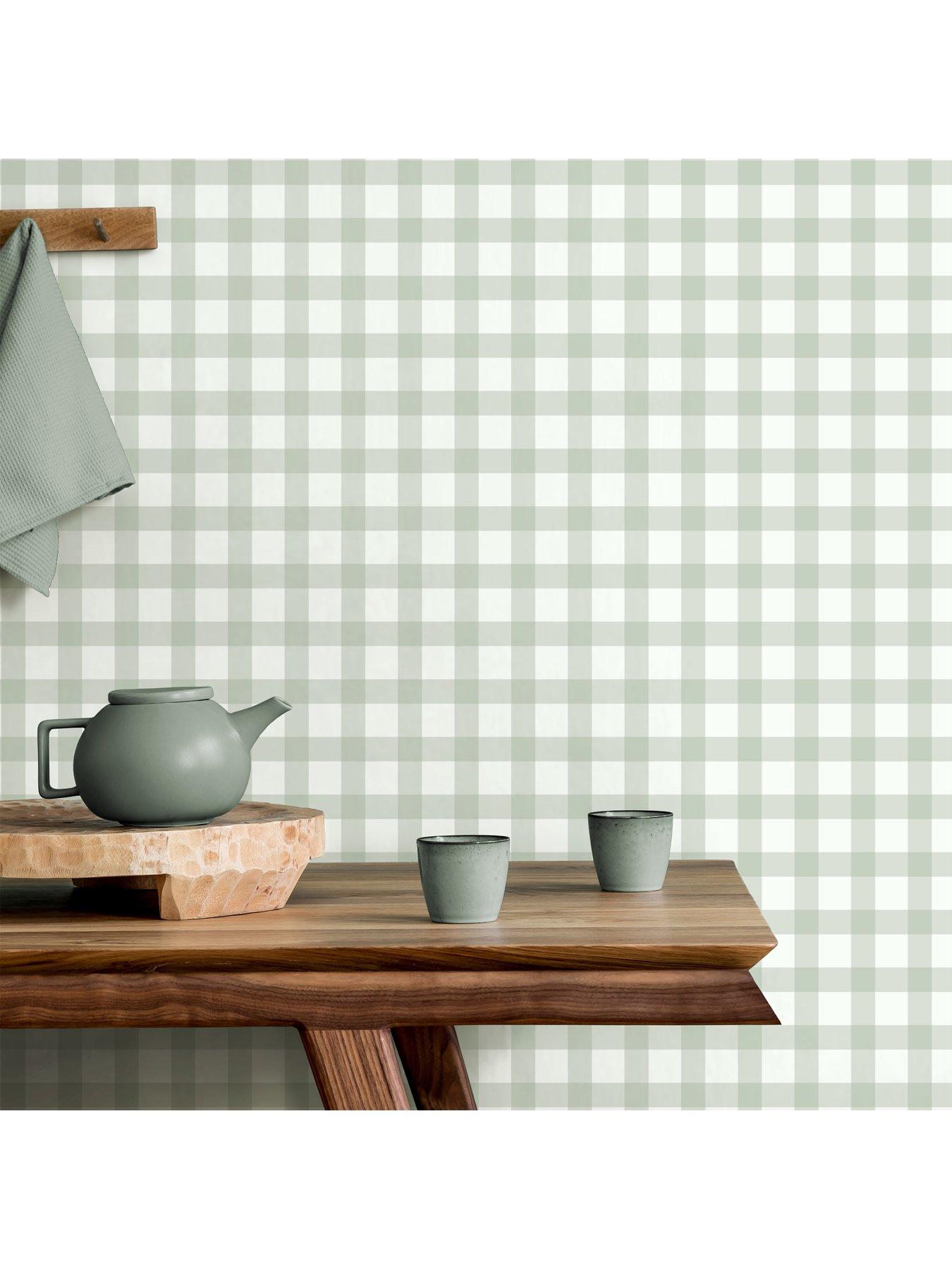  image of the-very-collection-gingham-sage-wallpaper