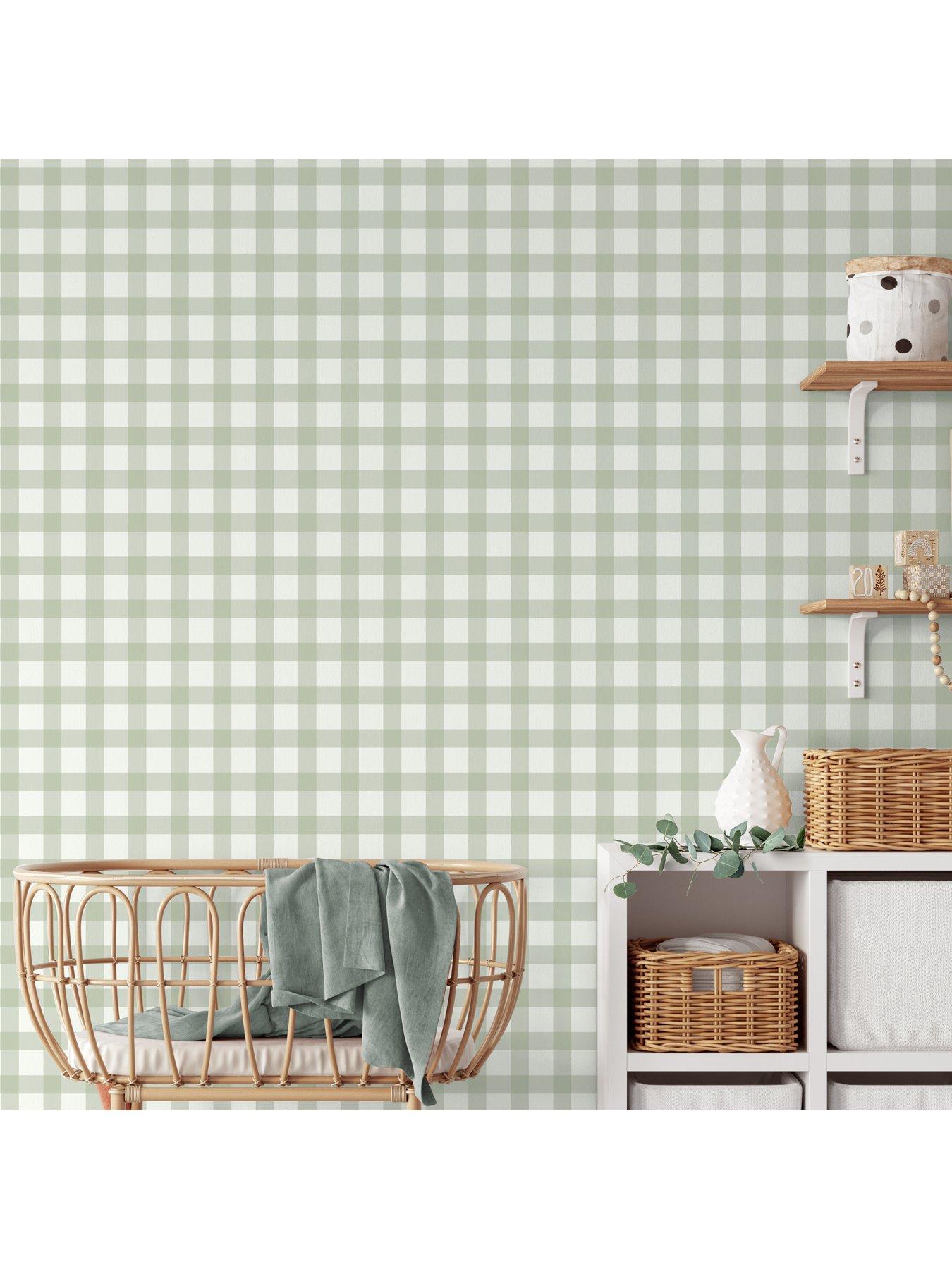  image of the-very-collection-gingham-sage-wallpaper