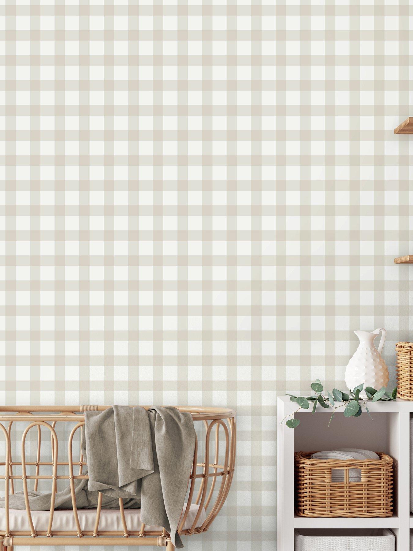  image of the-very-collection-gingham-natural-wallpaper