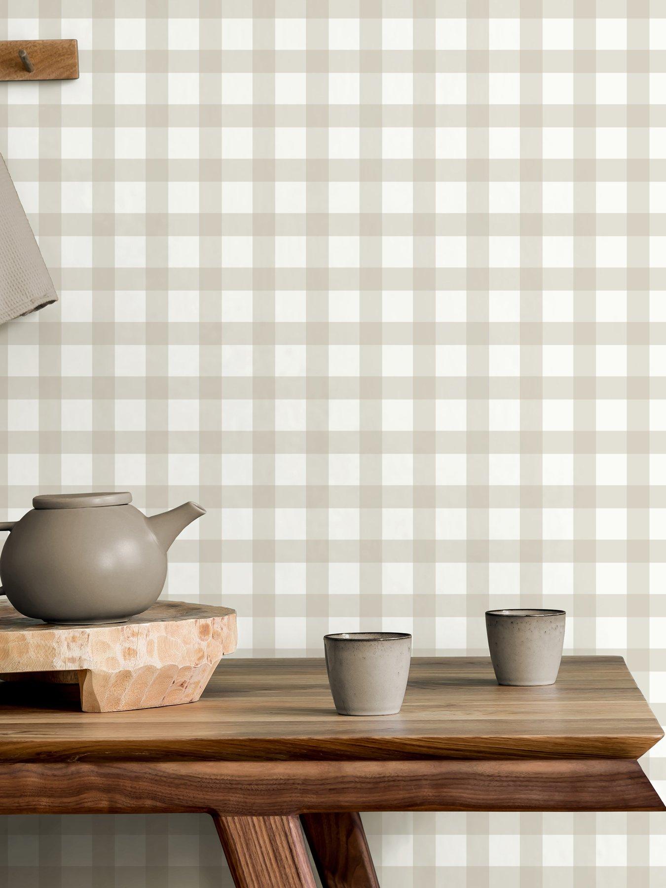  image of the-very-collection-gingham-natural-wallpaper