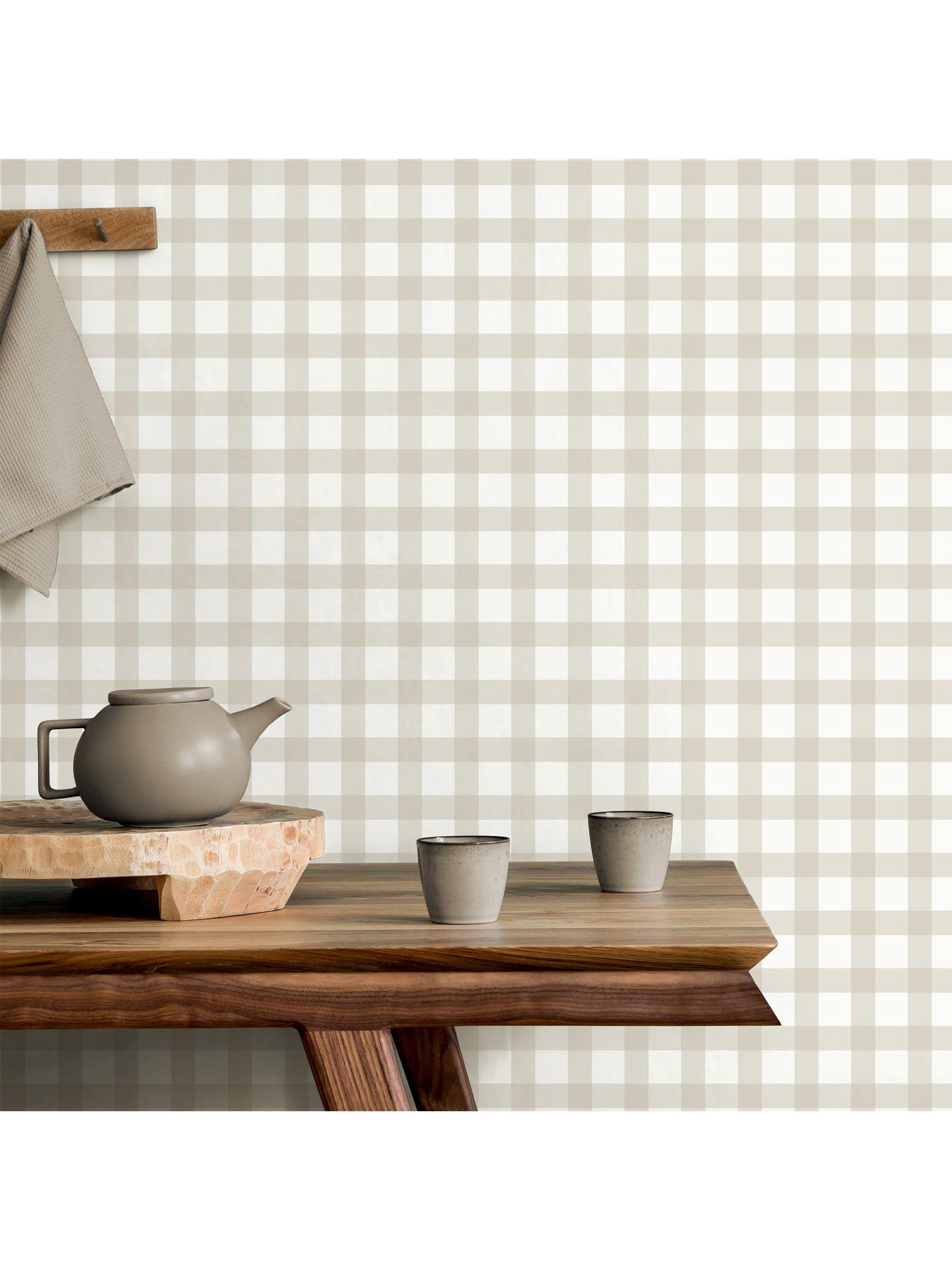  image of the-very-collection-gingham-natural-wallpaper