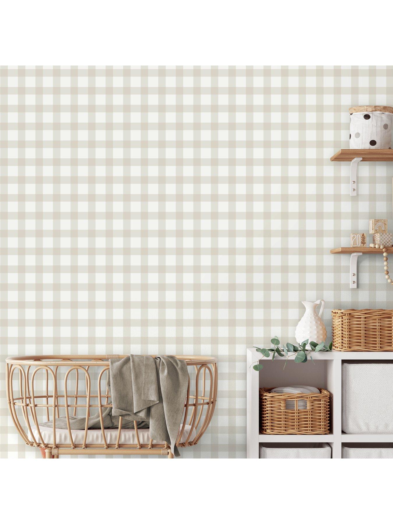  image of the-very-collection-gingham-natural-wallpaper