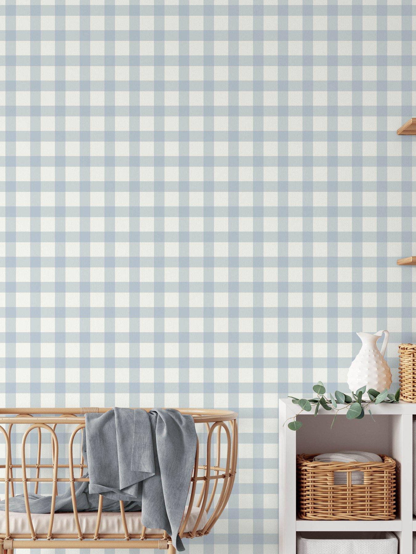 The Very Collection Gingham Blue Wallpaper