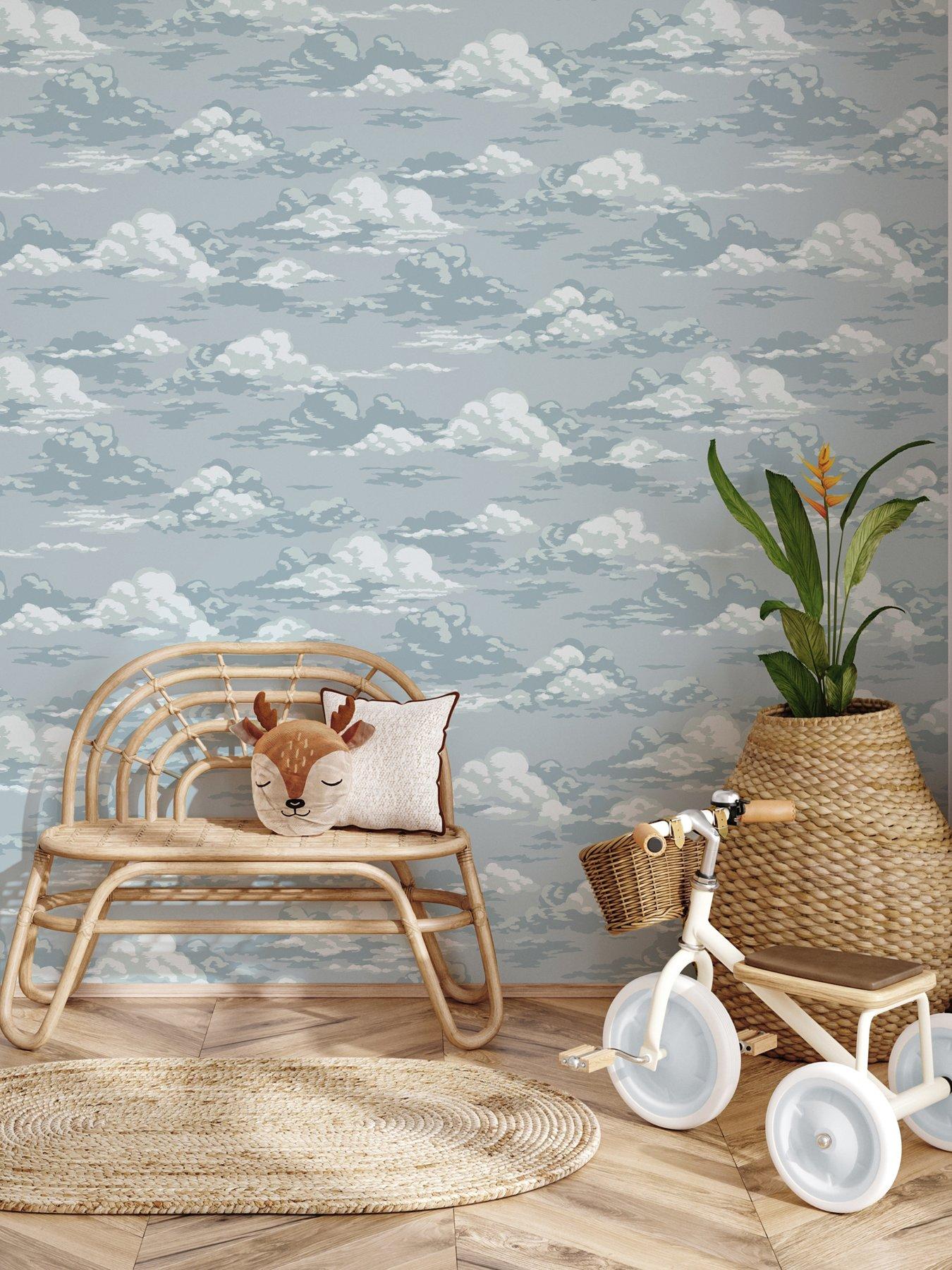 The Very Collection Vintage Clouds Blue Wallpaper