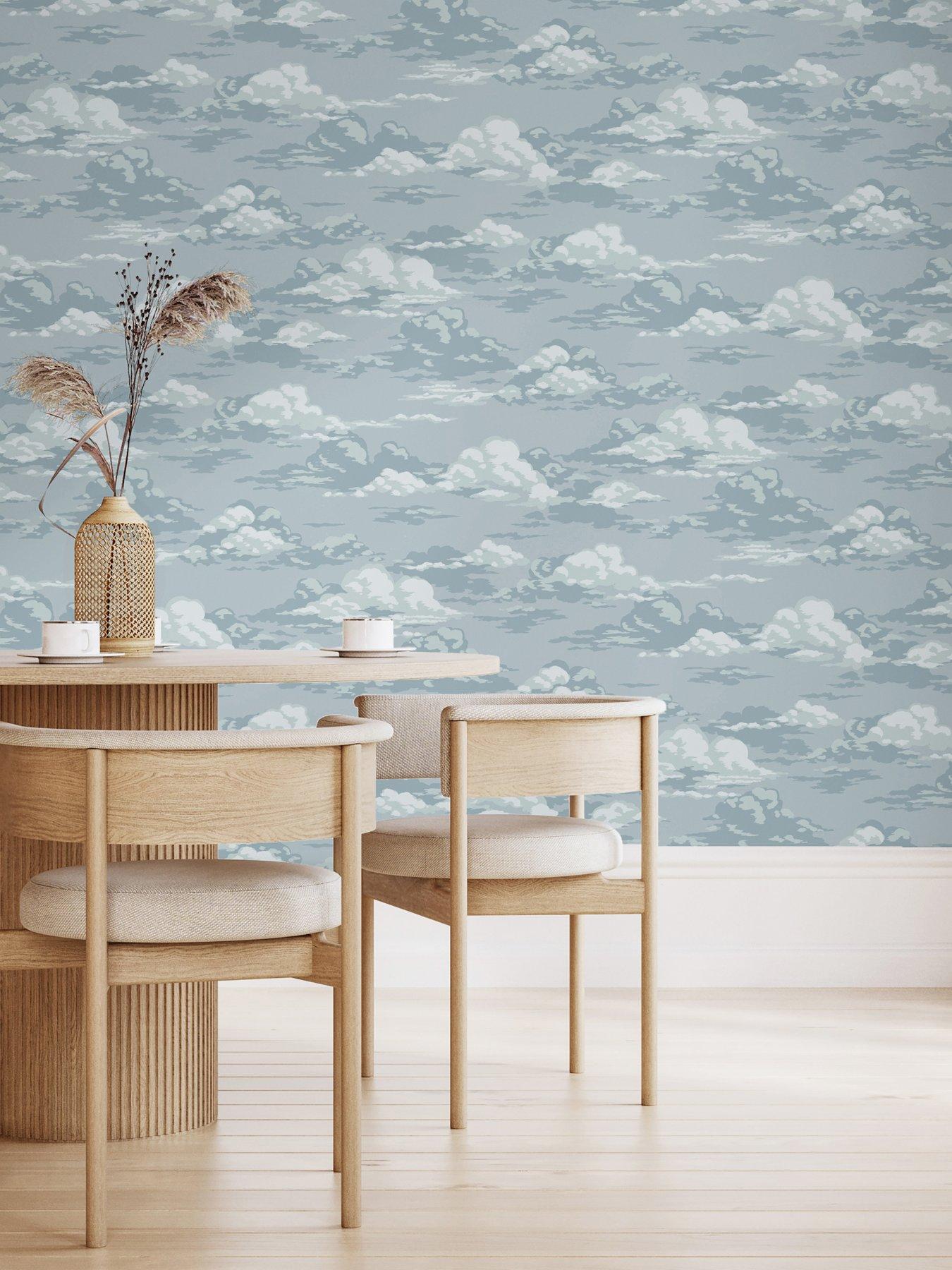 Image 4 of 8 of The Very Collection Vintage Clouds Blue Wallpaper