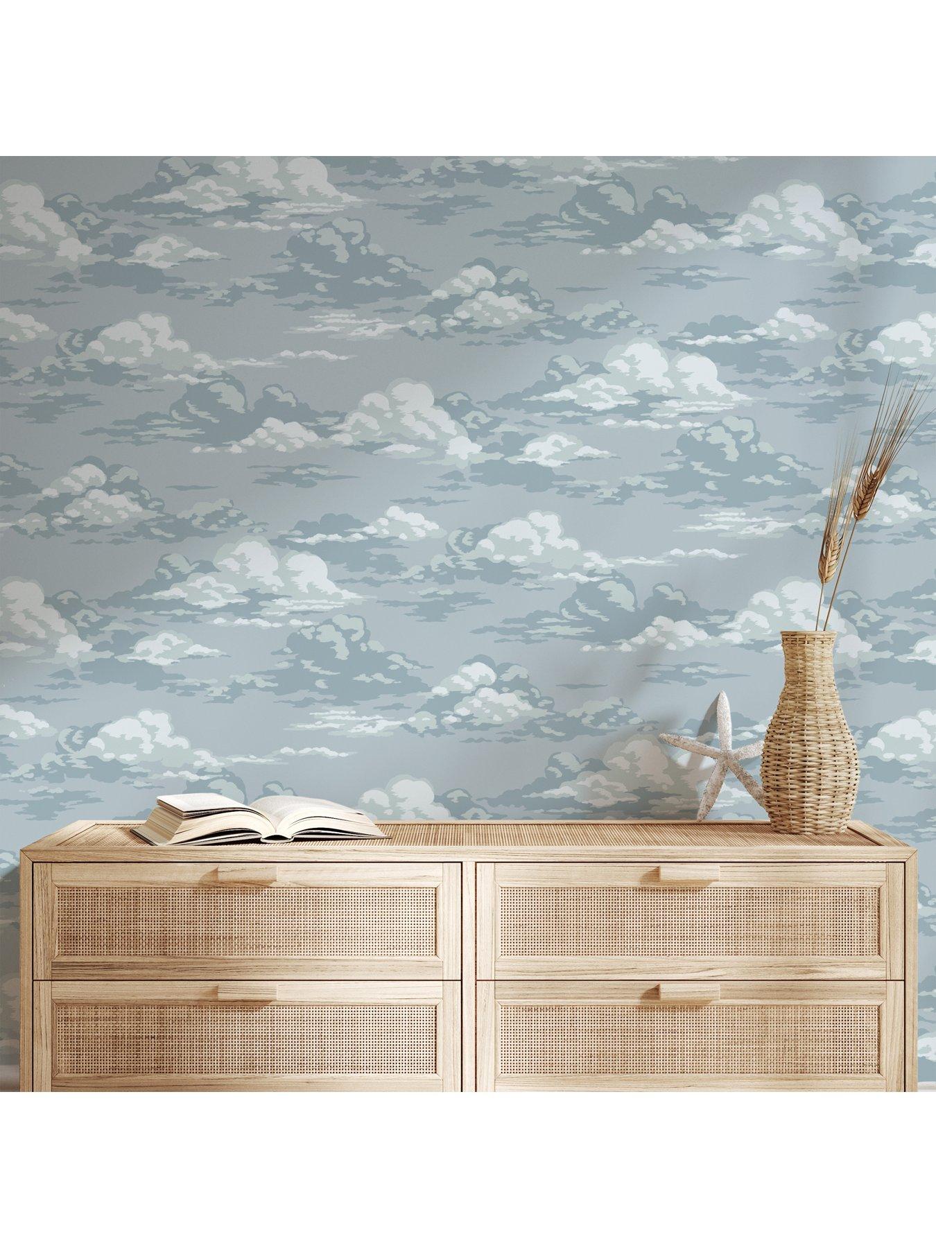 Image 5 of 8 of The Very Collection Vintage Clouds Blue Wallpaper