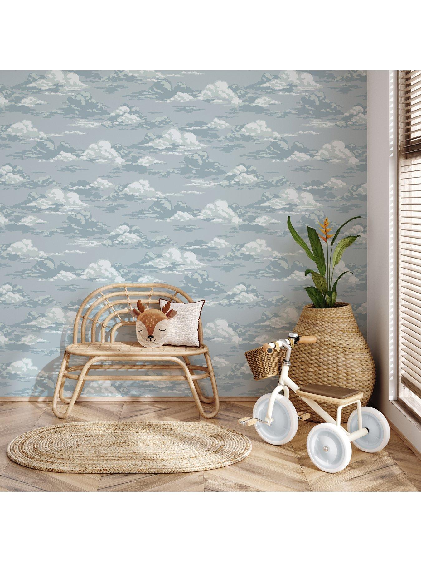 Image 7 of 8 of The Very Collection Vintage Clouds Blue Wallpaper