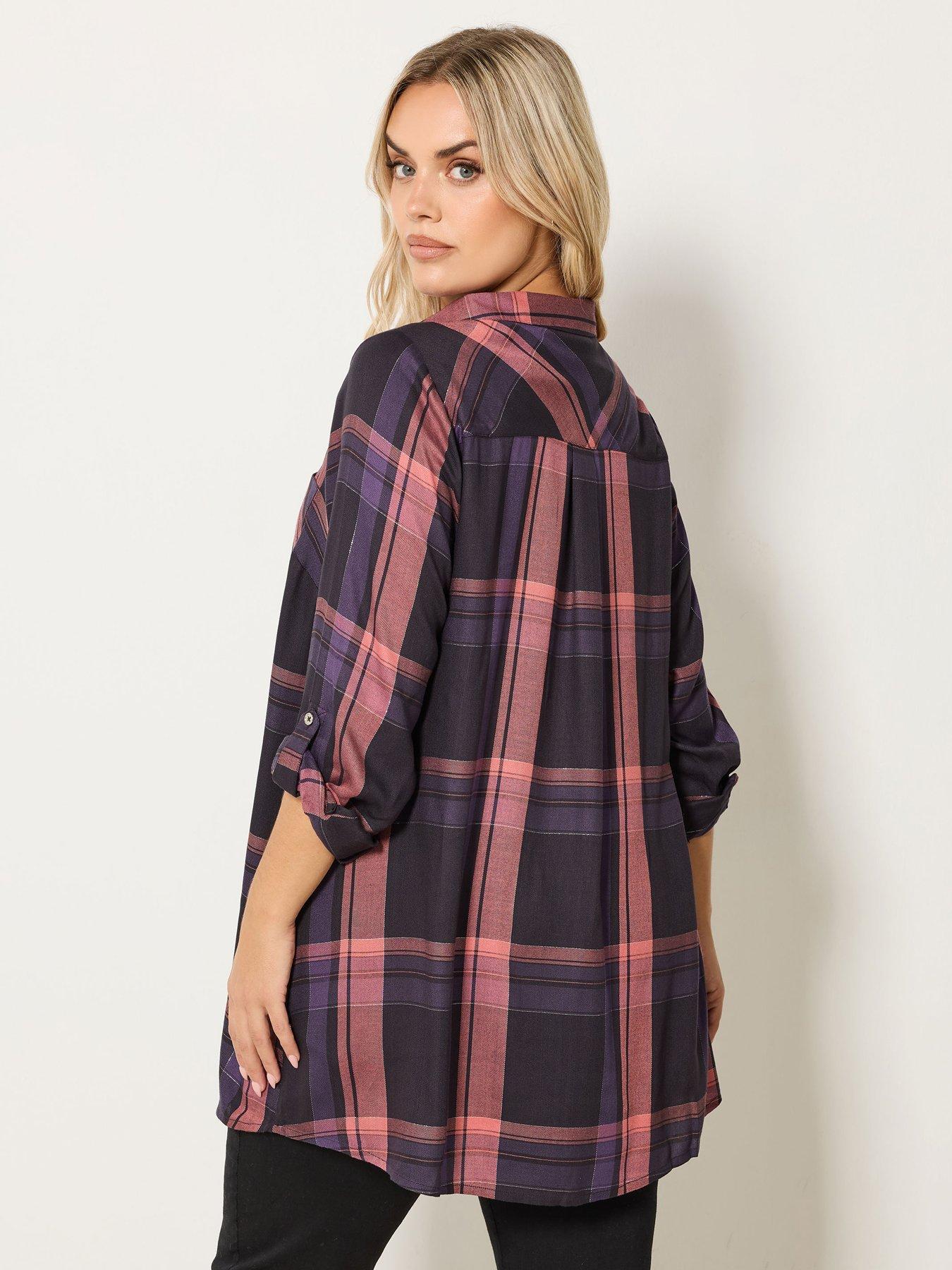 Image 2 of 4 of Yours Curve Overhead Check Blouse