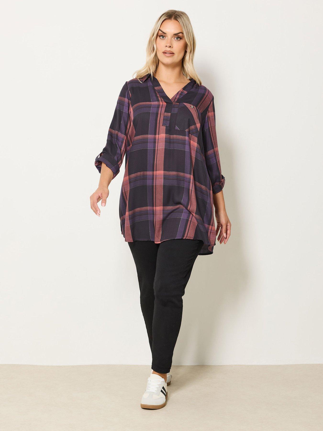 Image 3 of 4 of Yours Curve Overhead Check Blouse