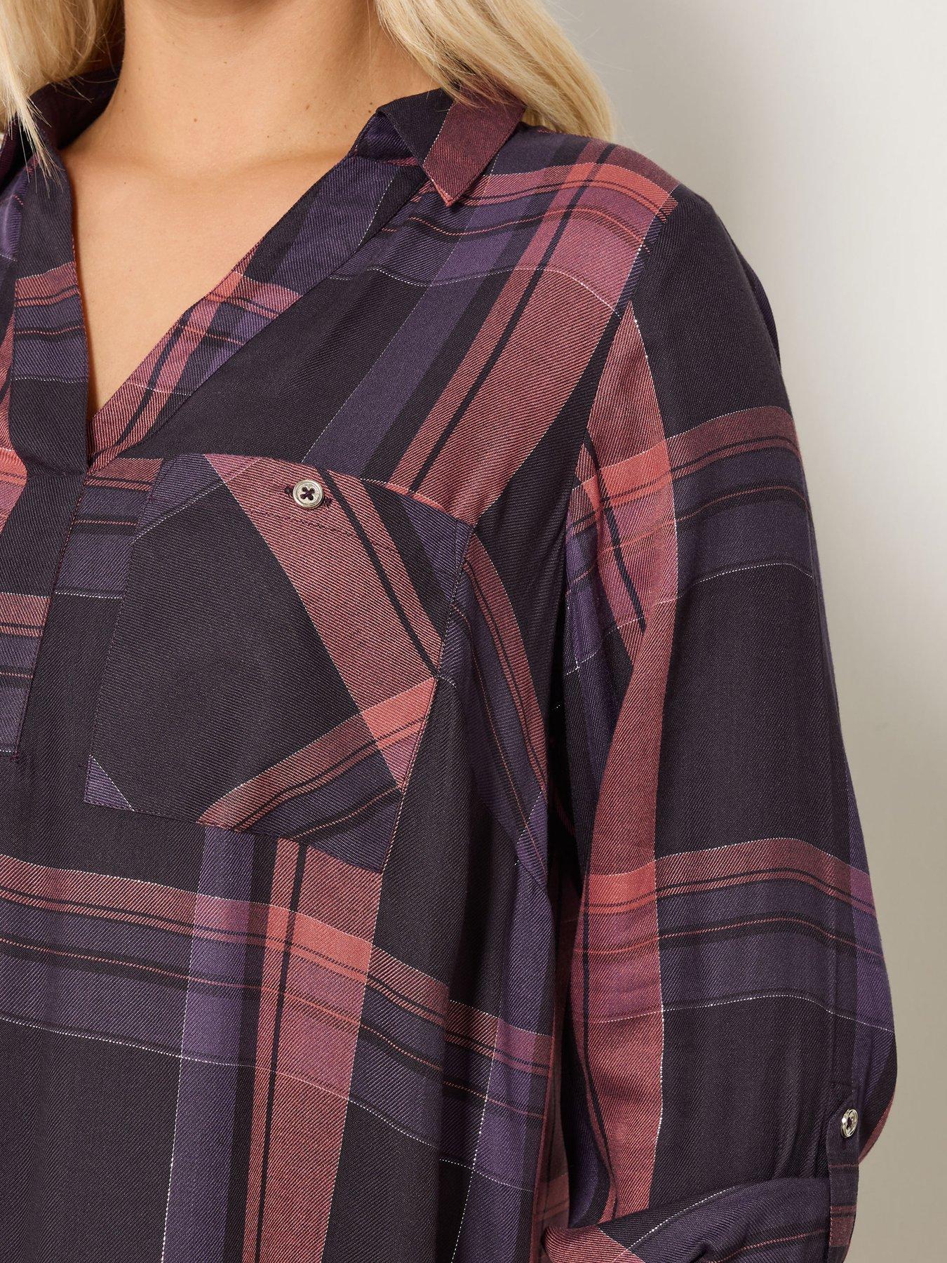 Image 4 of 4 of Yours Curve Overhead Check Blouse