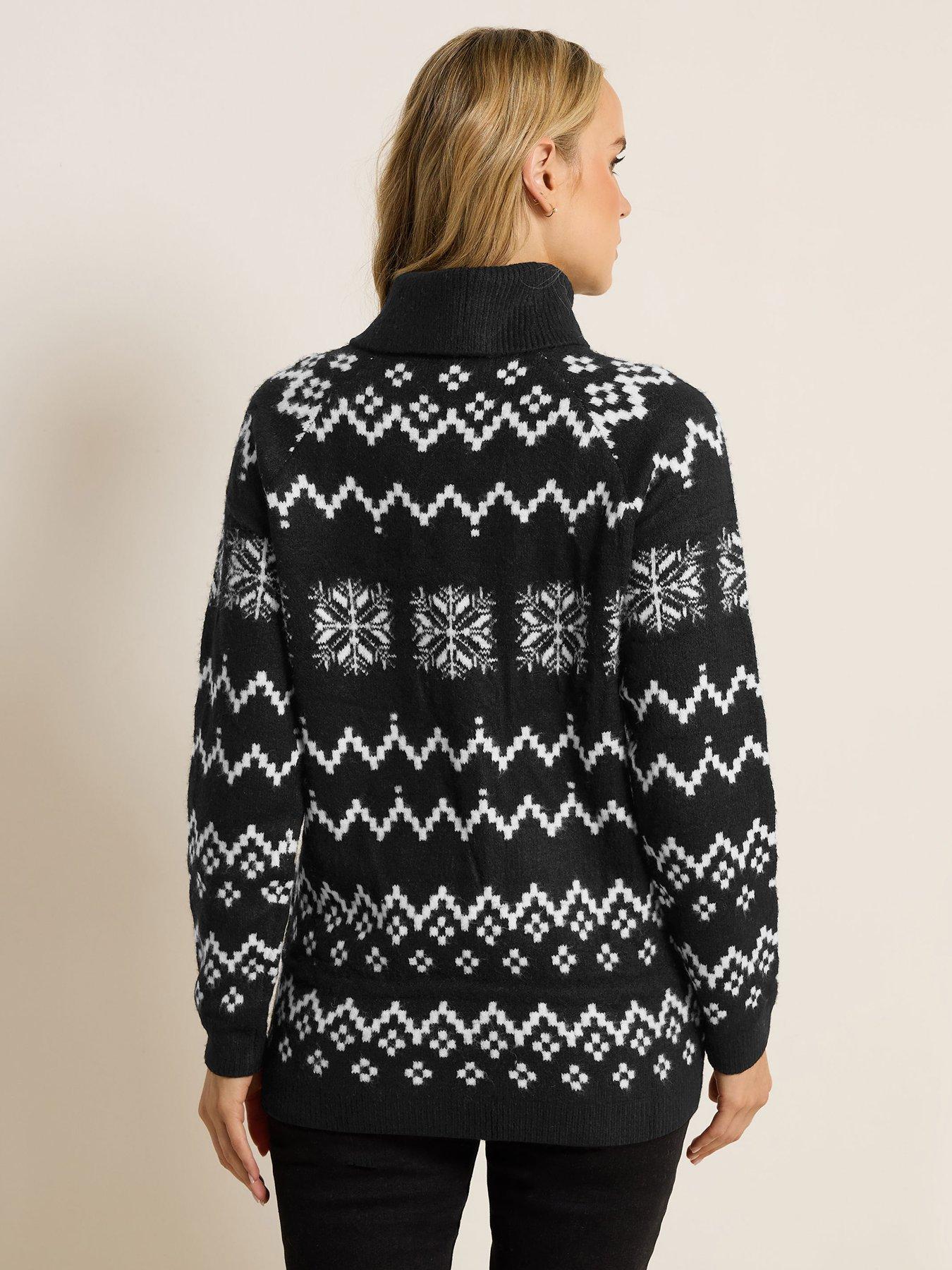 stillFront image of long-tall-sally-snowflake-roll-neck-jumper-black