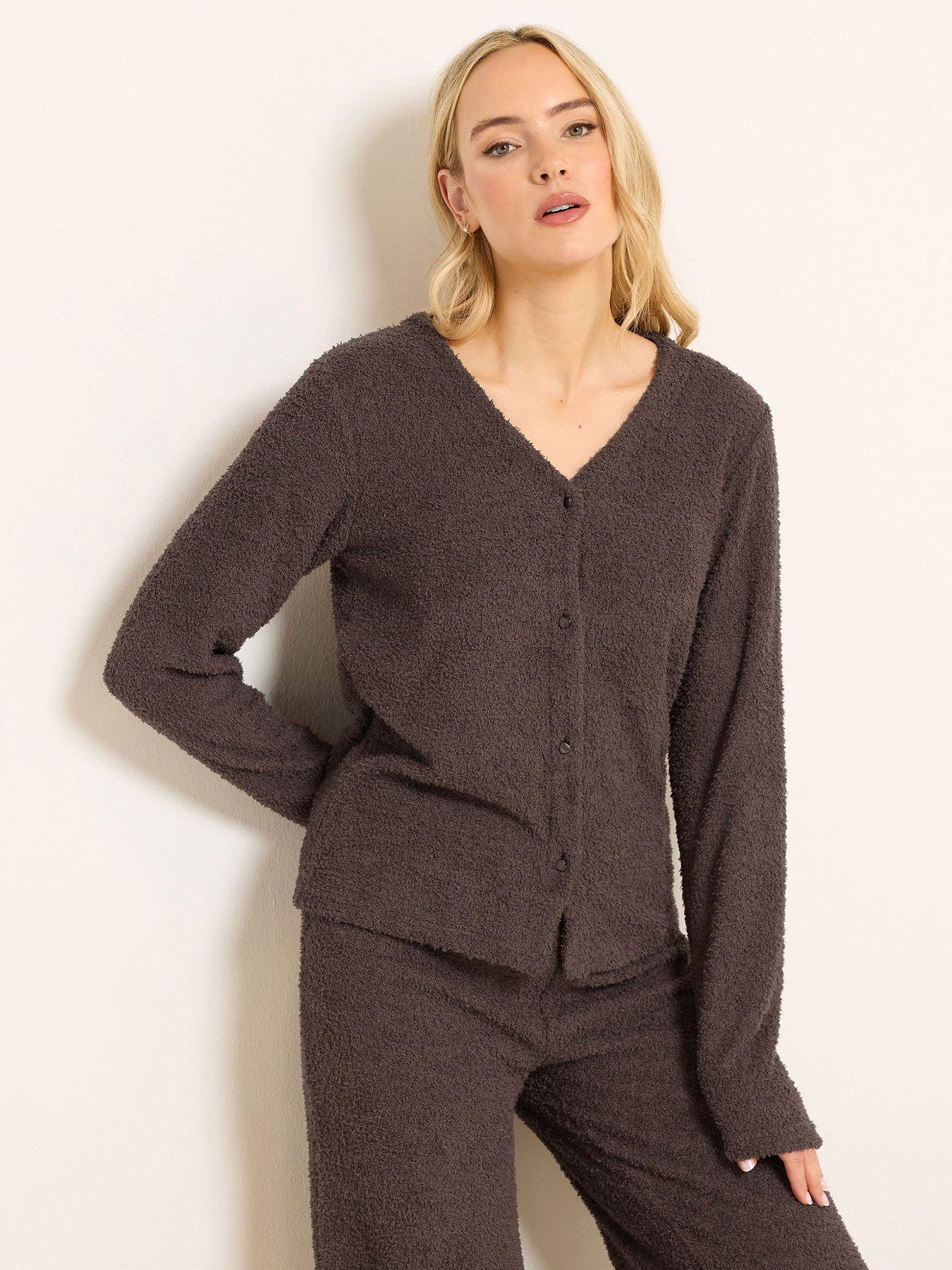 Image 4 of 6 of Long Tall Sally Tall Chenille Cardigan - Brown