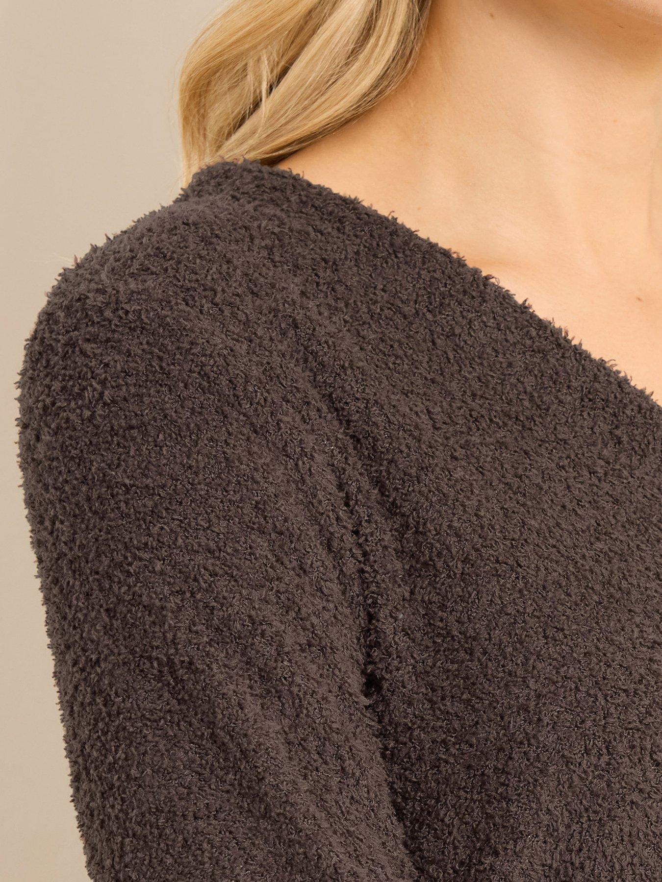 Image 5 of 6 of Long Tall Sally Tall Chenille Cardigan - Brown