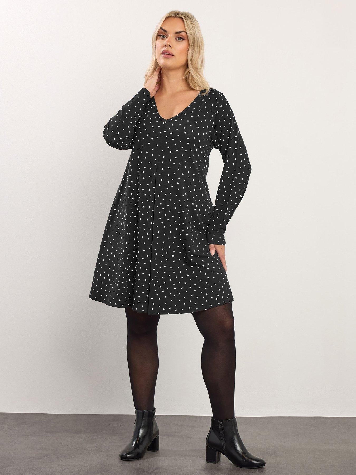 front image of yours-curve-pleat-front-dress-black