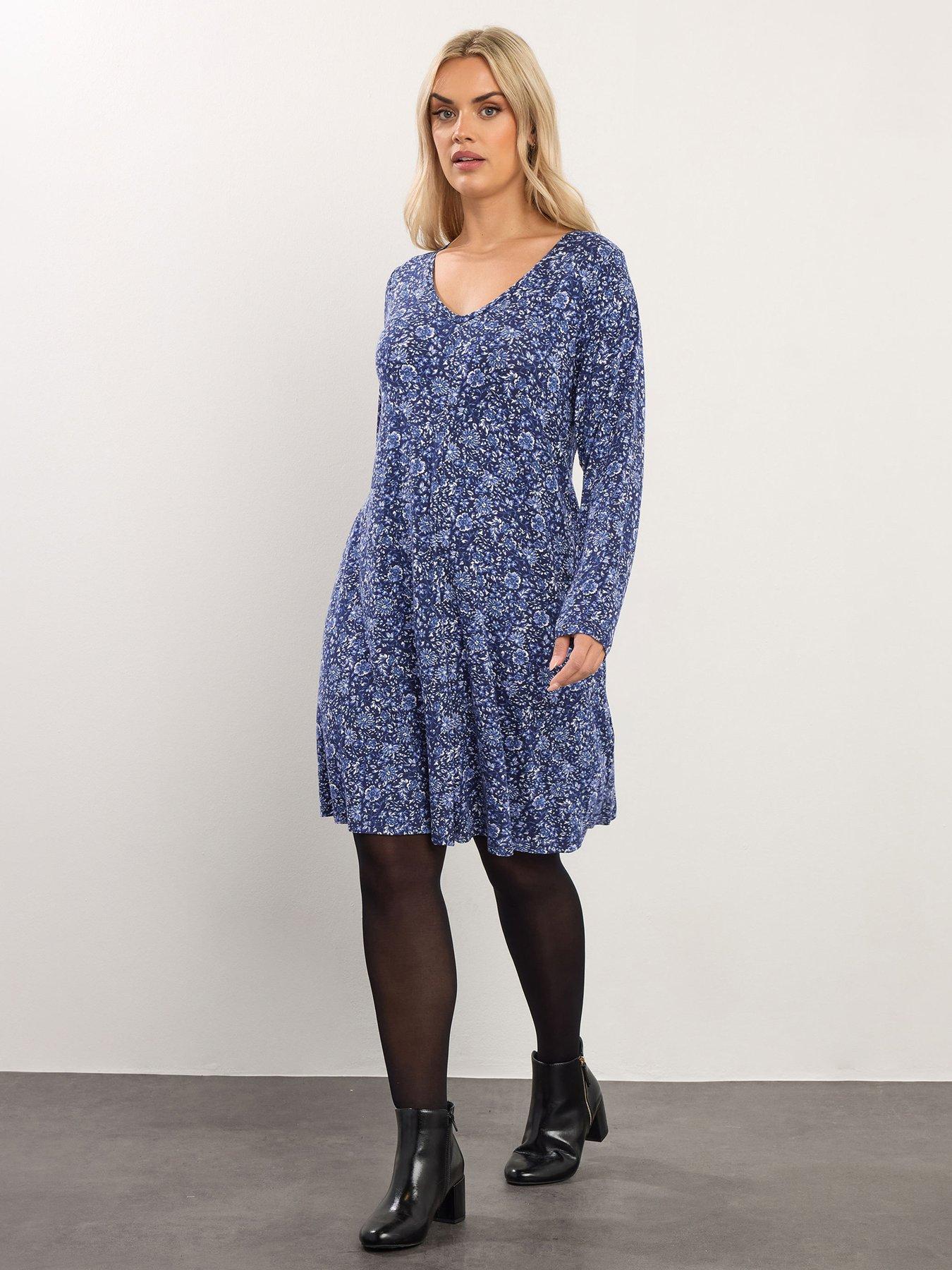  image of yours-curve-pleat-front-dress-blue