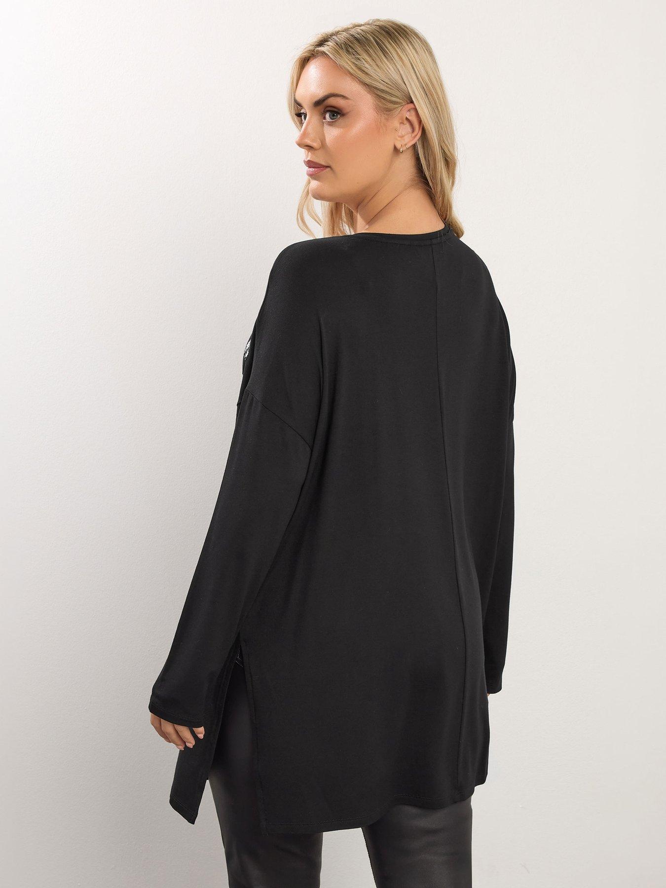 Image 2 of 4 of Yours Curve Leopard Sequin Top - Black