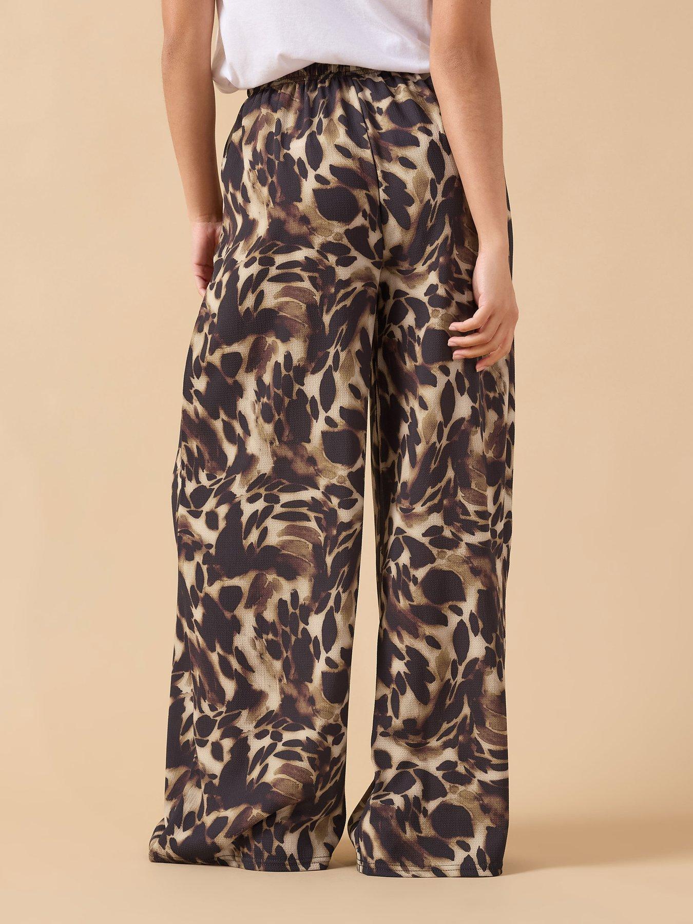  image of pixiegirl-petite-animal-print-wide-leg-trouser-print