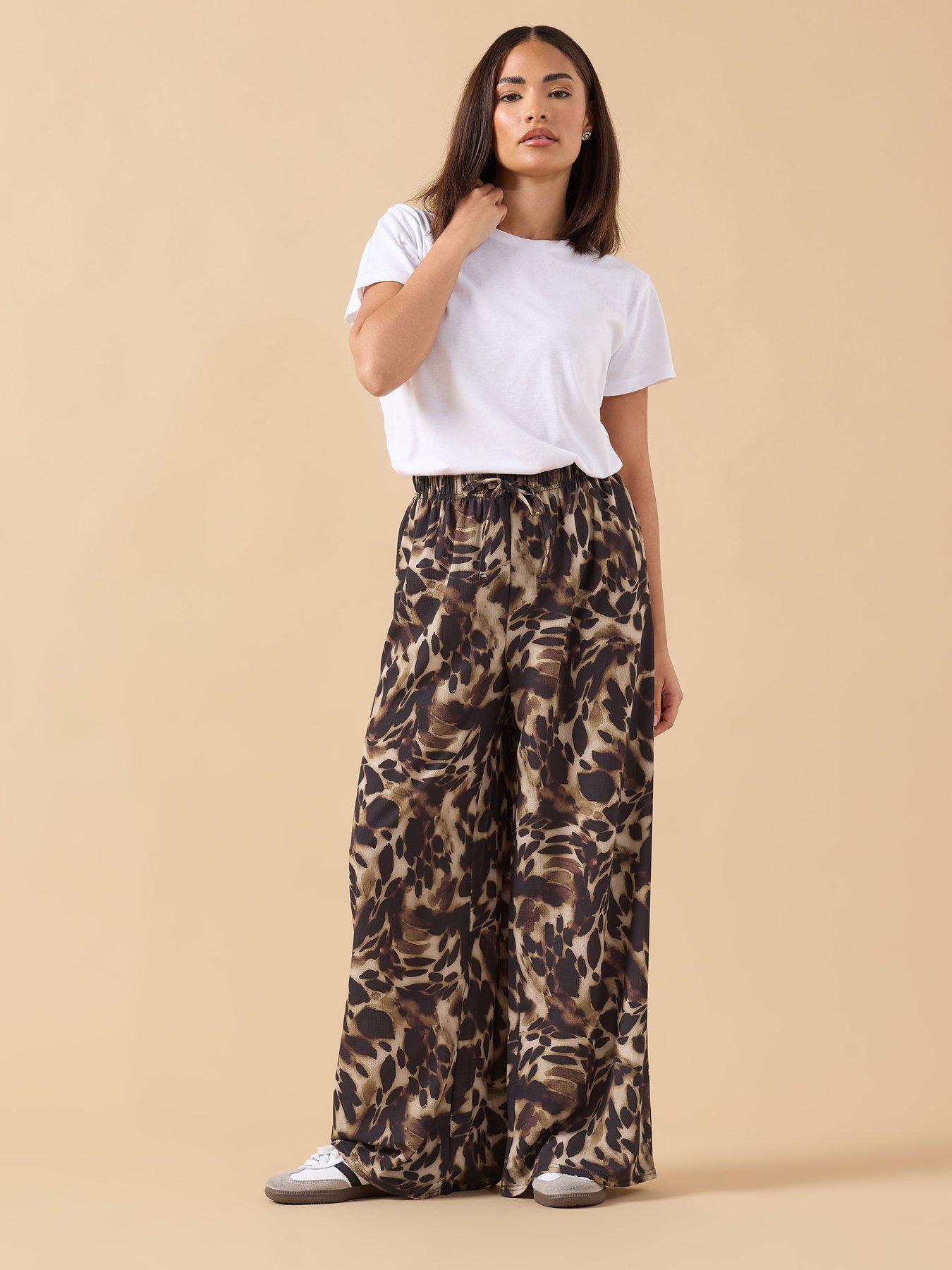  image of pixiegirl-petite-animal-print-wide-leg-trouser-print