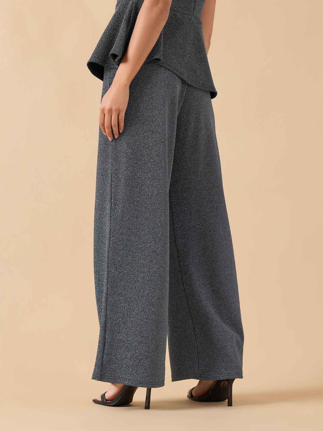  image of pixiegirl-petite-textured-wide-leg-trouser-black