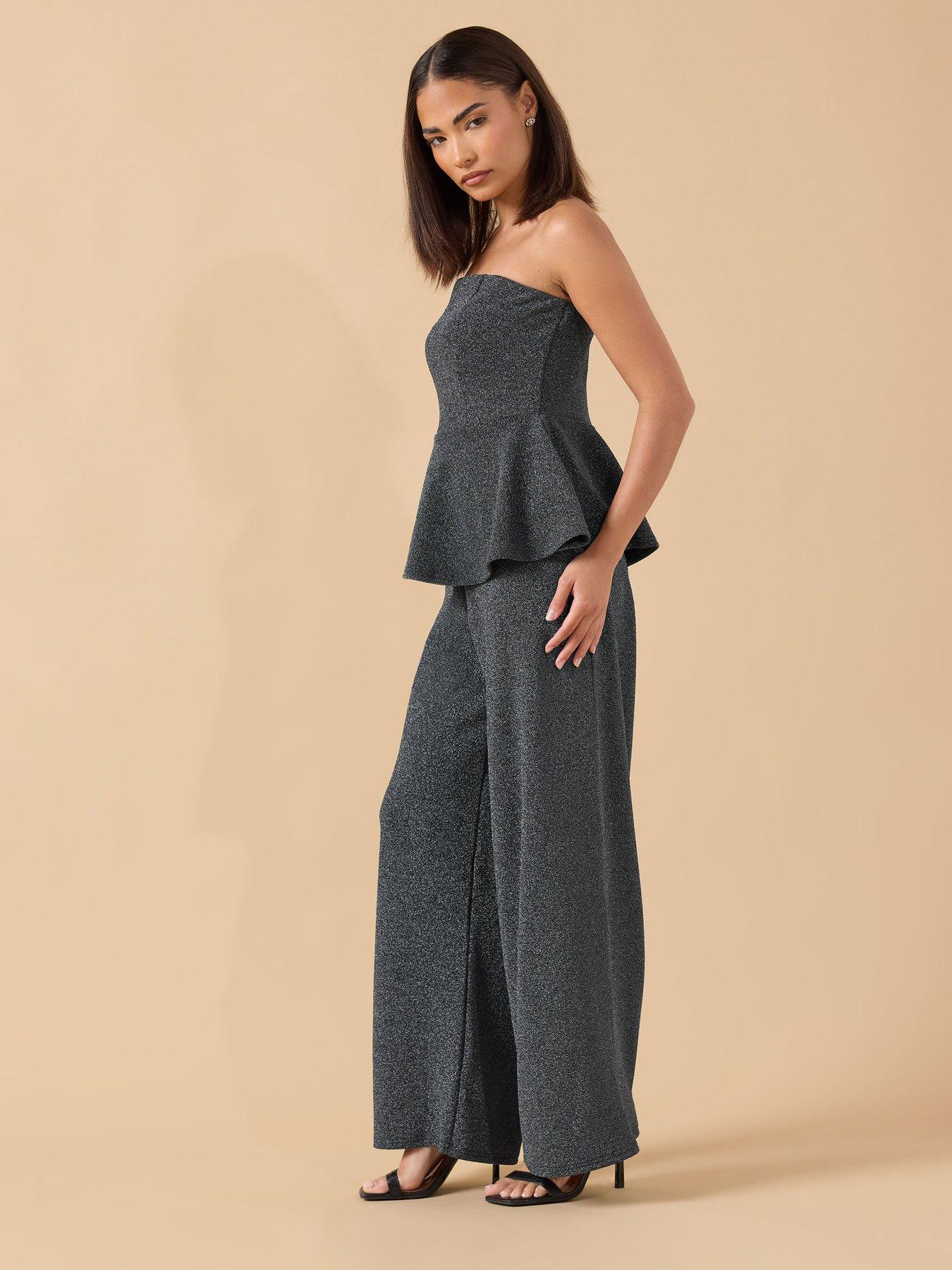  image of pixiegirl-petite-textured-wide-leg-trouser-black