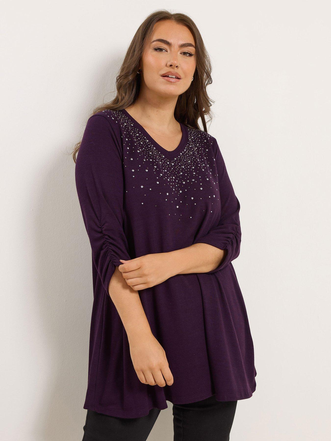 Image 1 of 4 of Yours Curve Stud Swing Top - Purple